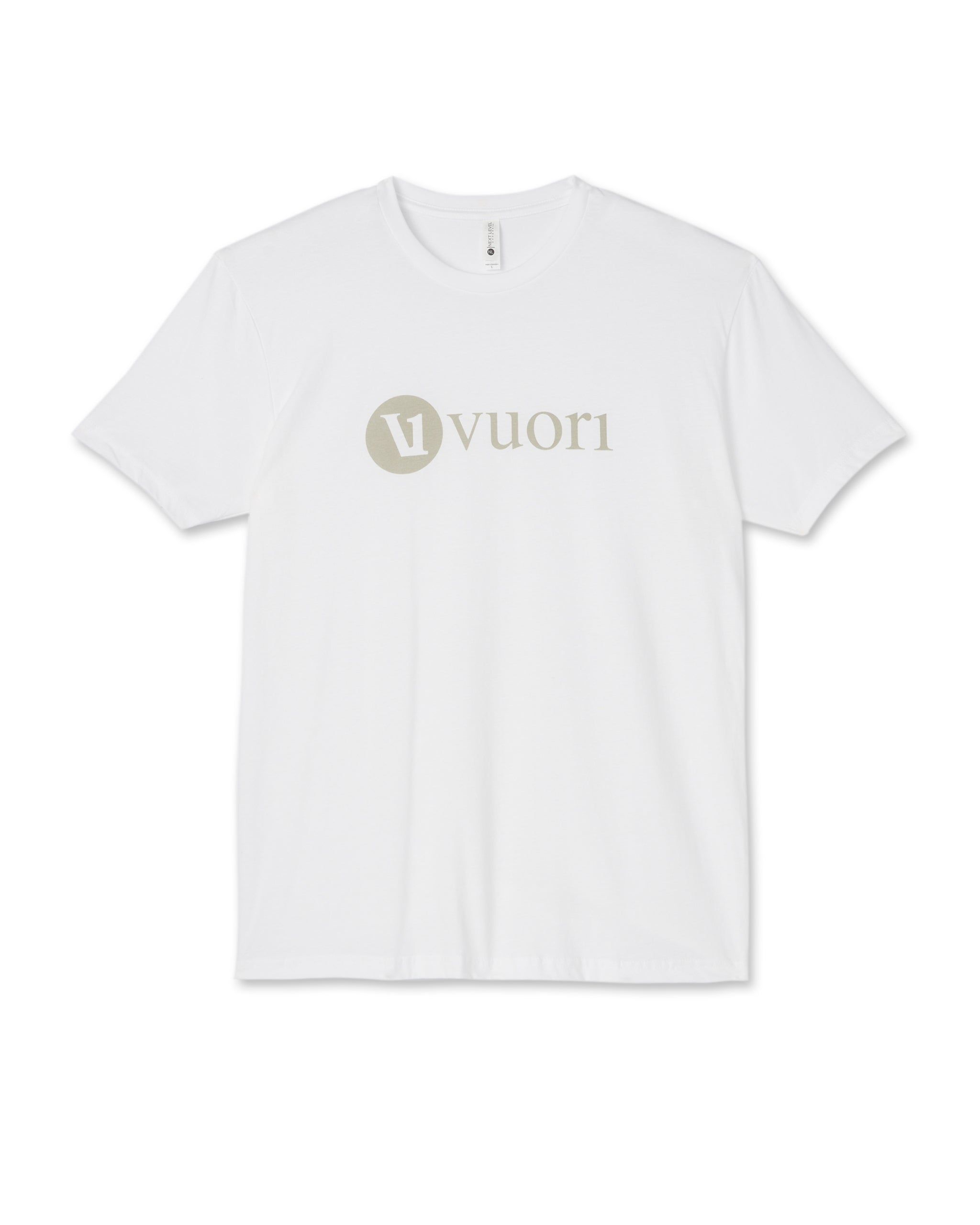 V1 Vuori Wordmark Logo Tee | White/White Sage sold by Vuori