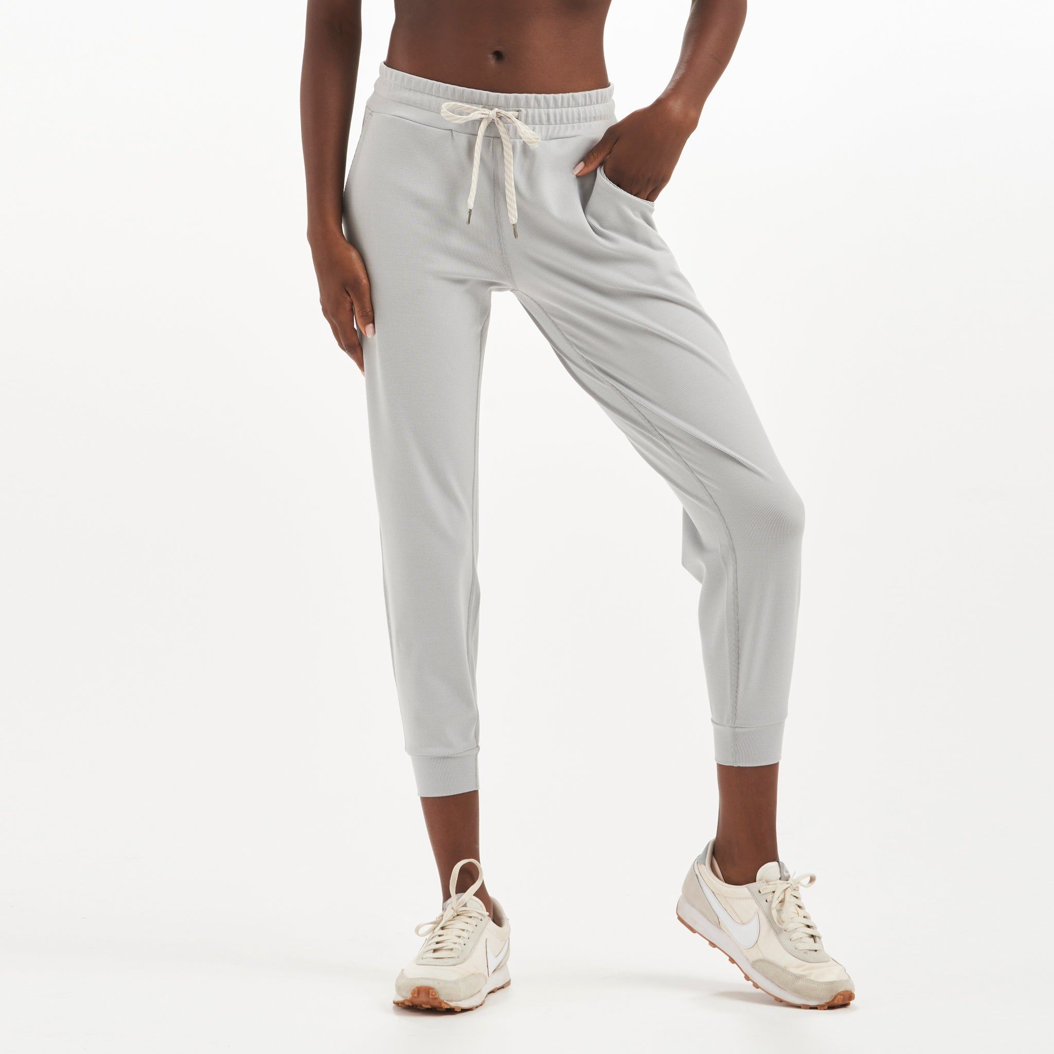 Lux Rib Performance Jogger | Pale Grey Heather sold by Vuori