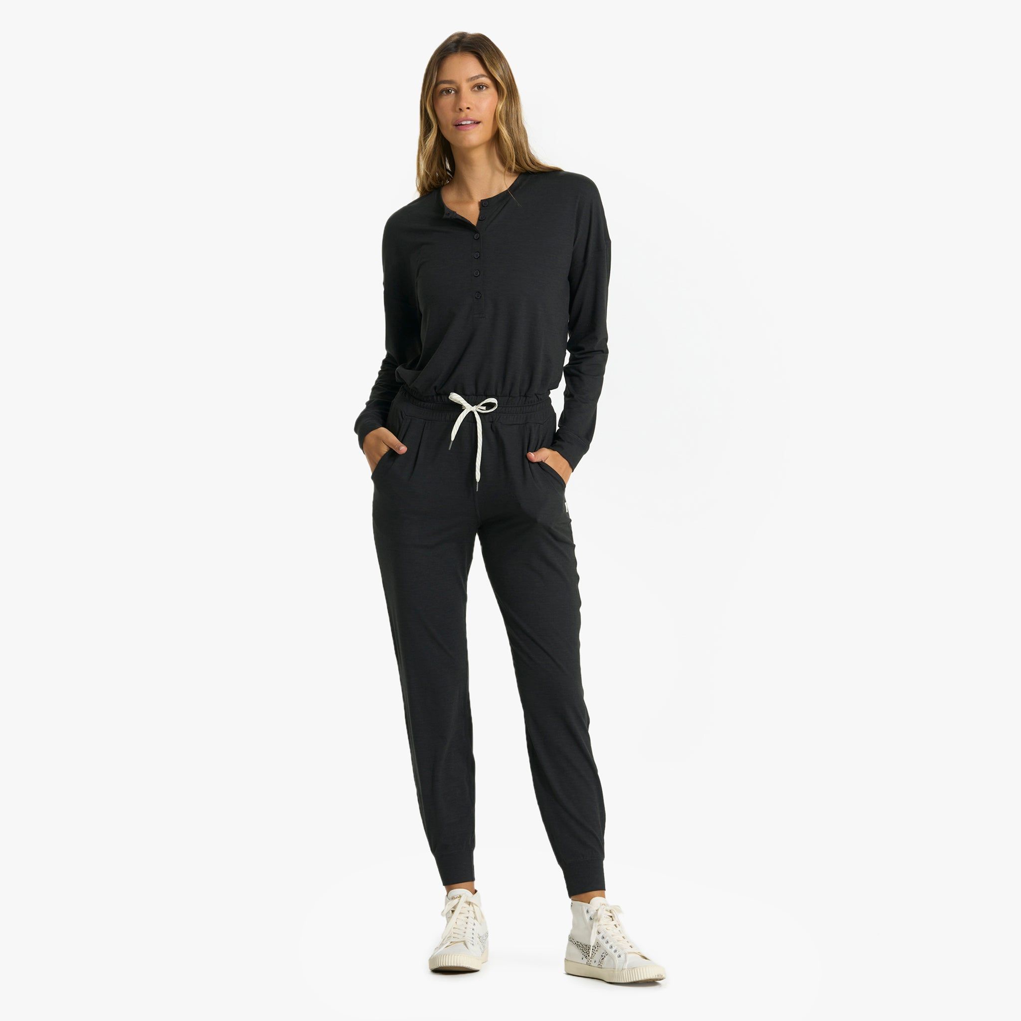 Lux Henley Jumpsuit | Black Heather sold by Vuori product image thumbnail 2