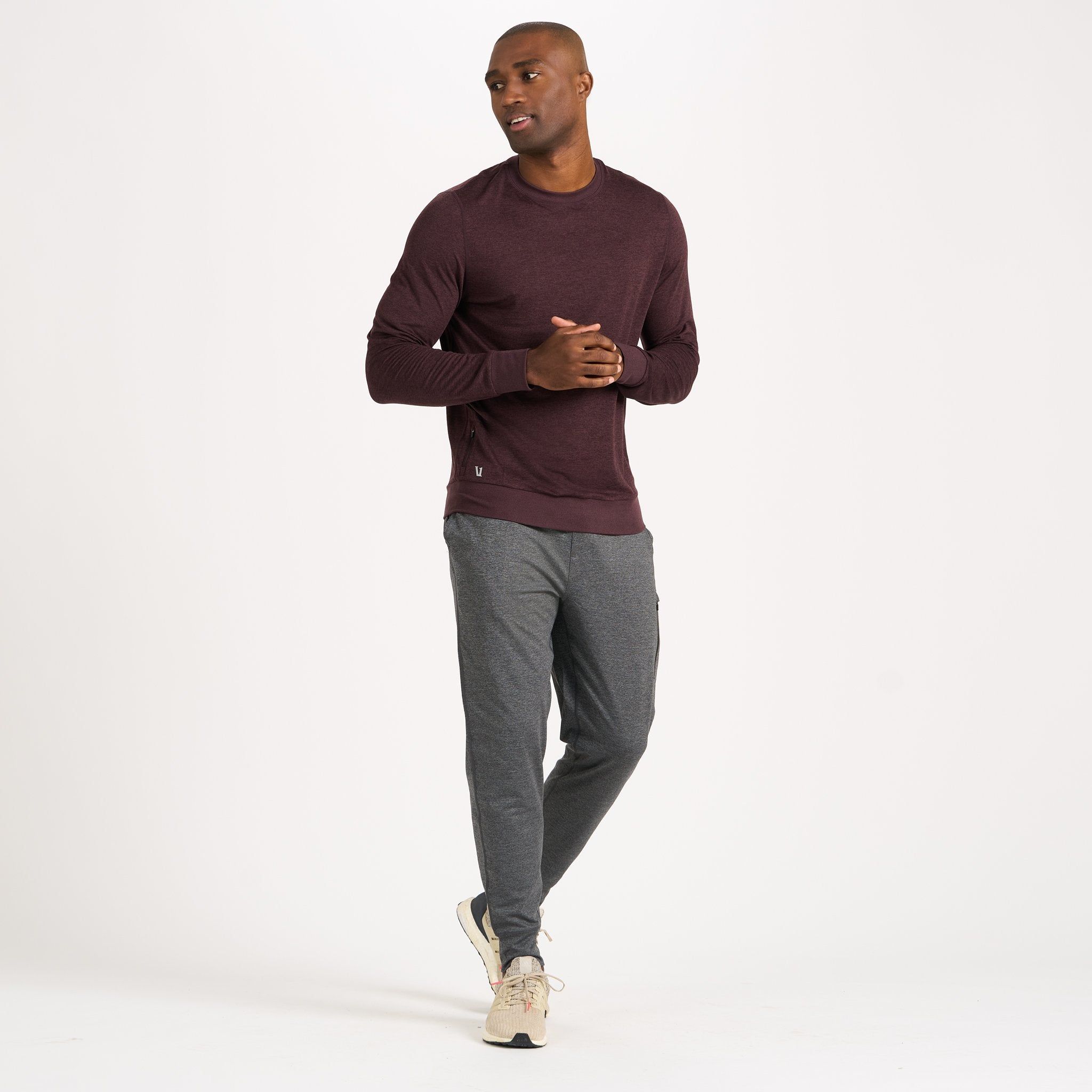 Ponto Performance Crew | Oxblood Heather sold by Vuori product image thumbnail 3