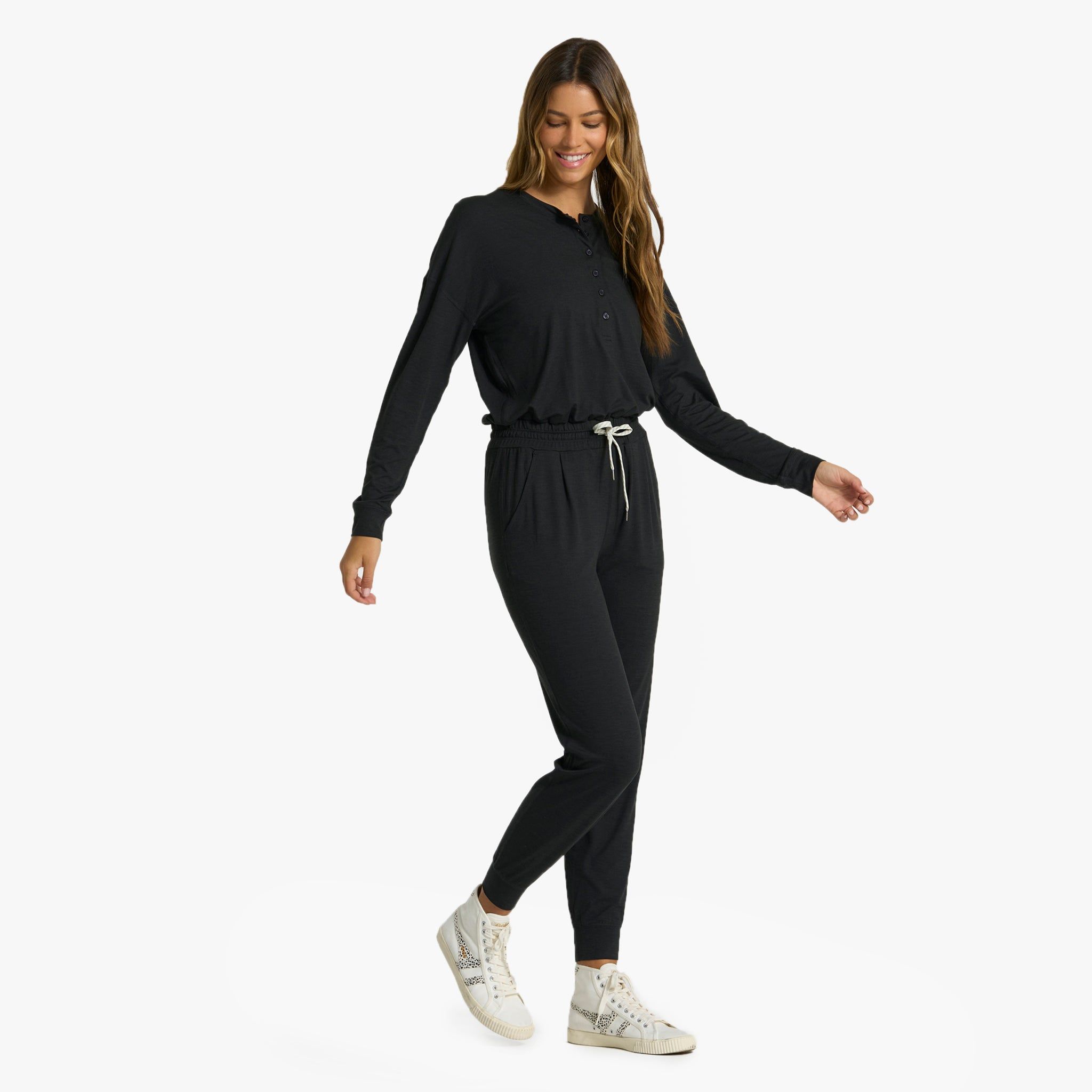 Lux Henley Jumpsuit | Black Heather sold by Vuori product image thumbnail 3