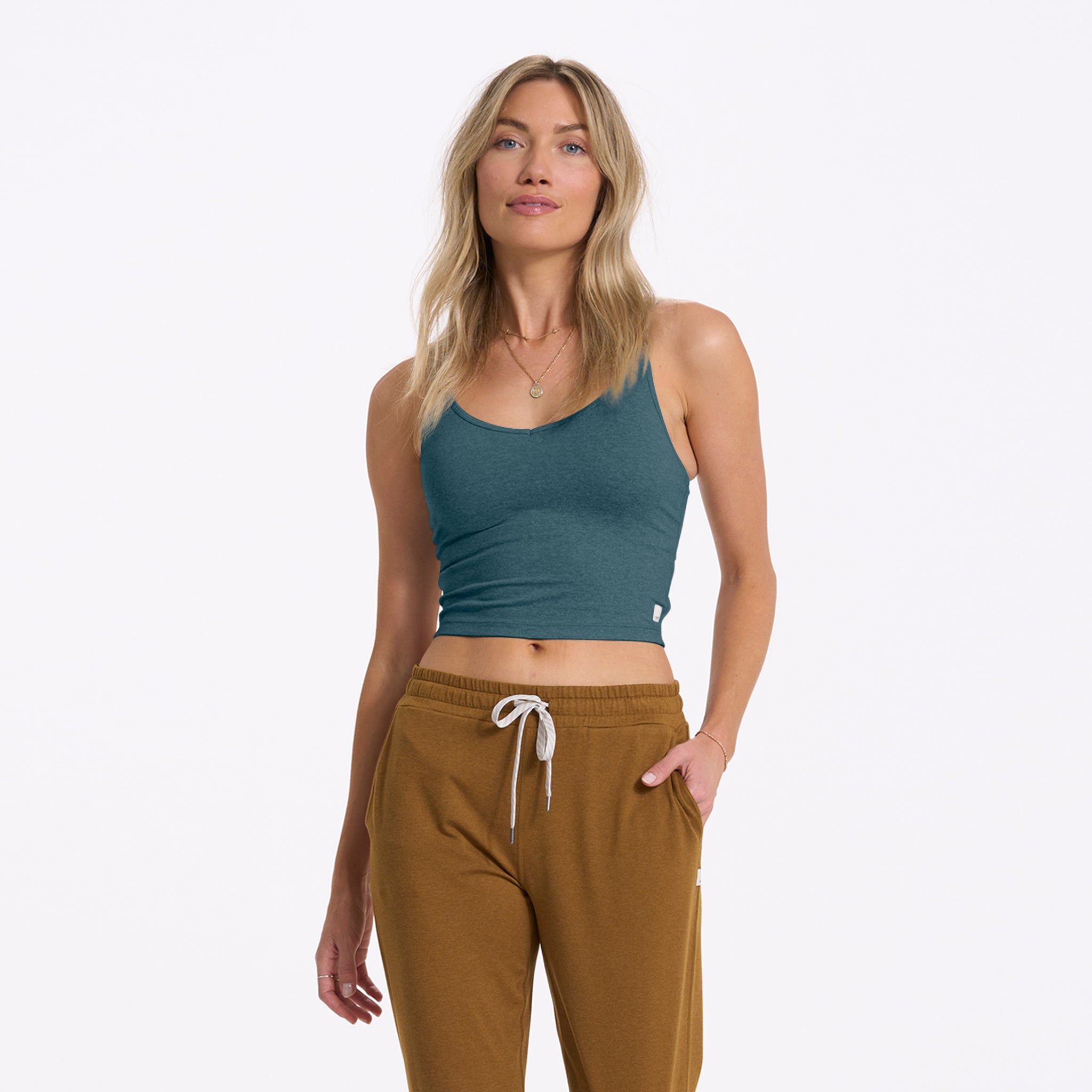 Halo Performance Crop | Stone Heather sold by Vuori