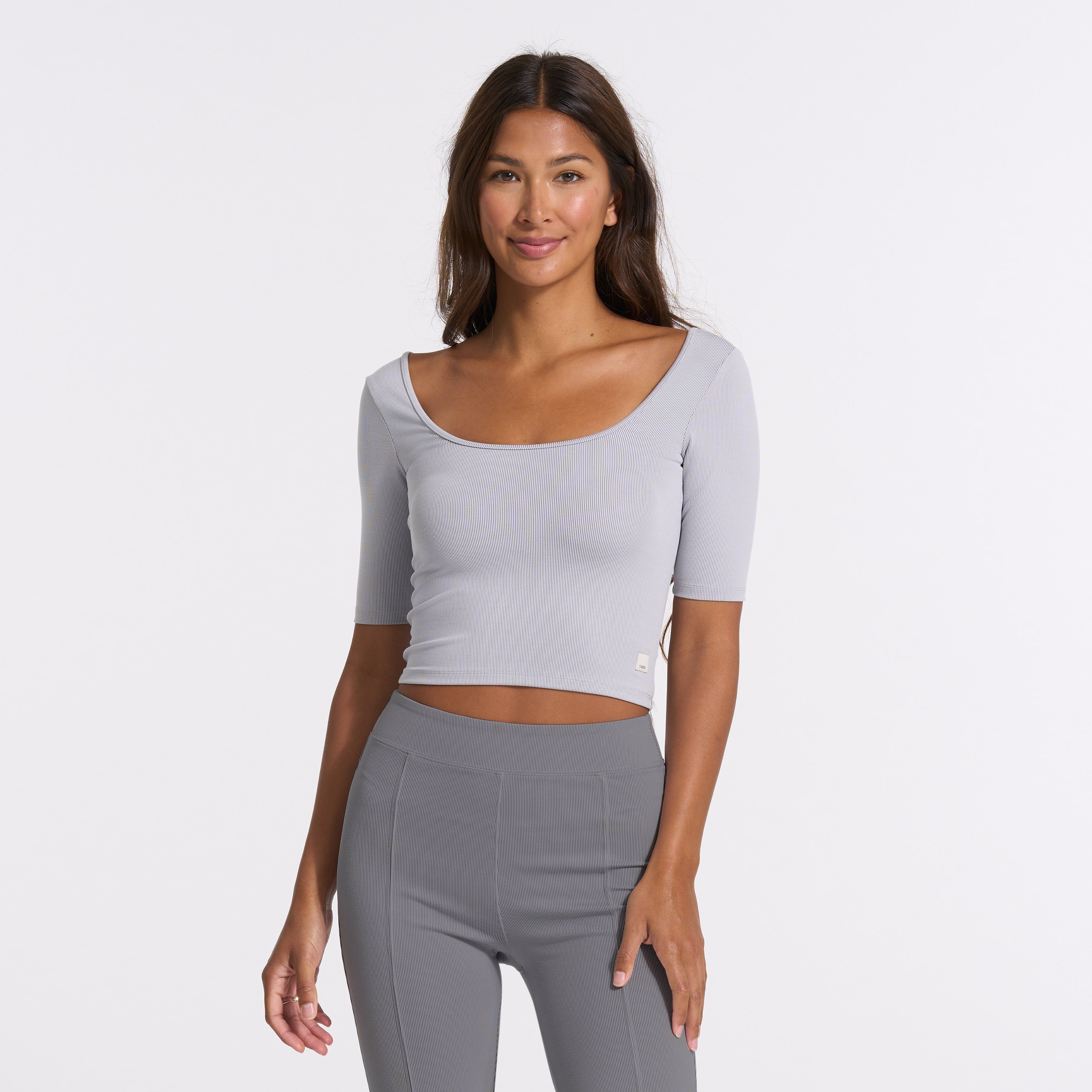 Lux Rib Avant Top | Pale Grey Heather sold by Vuori