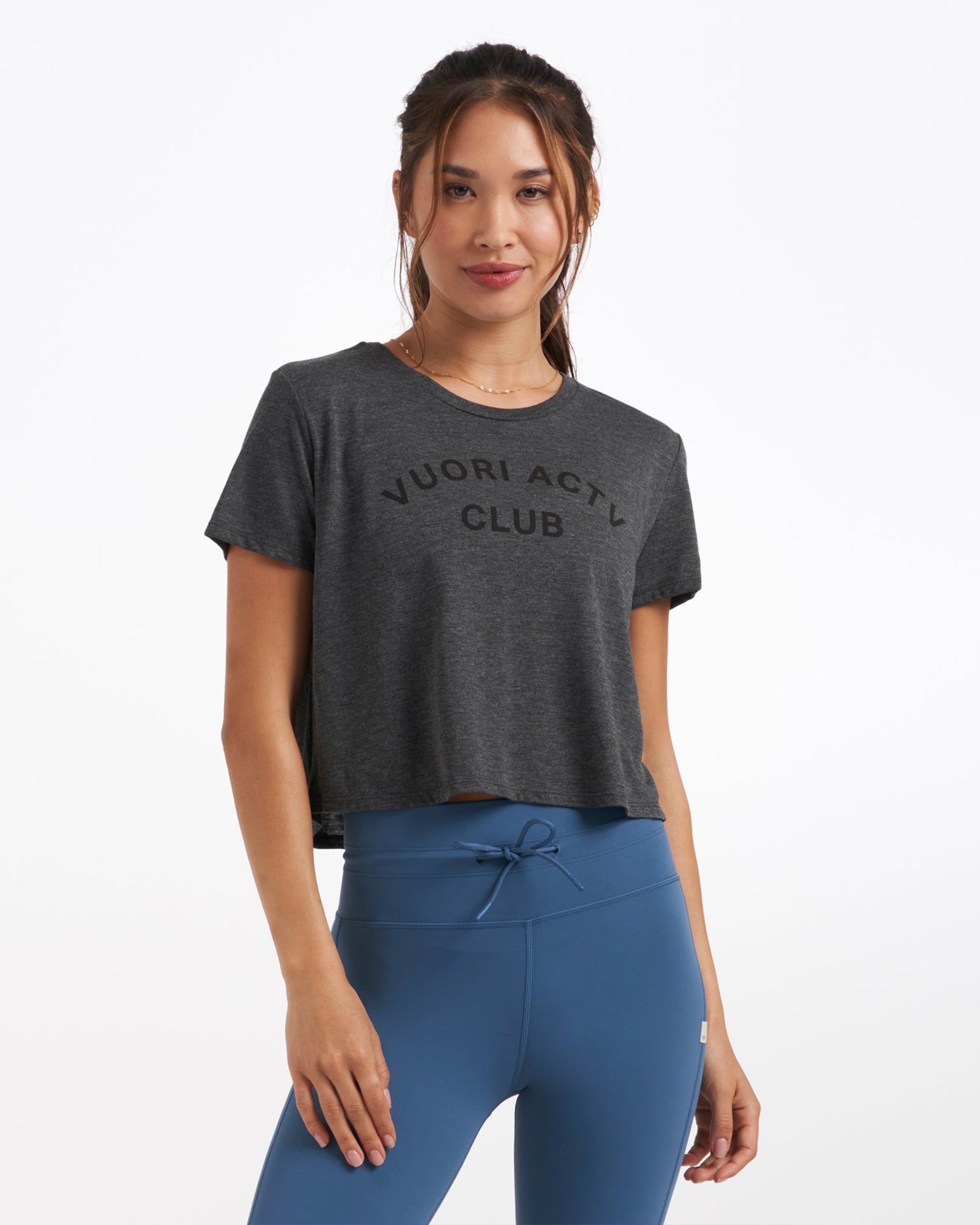 Womens ACTV Club Tee | Charcoal Heather sold by Vuori