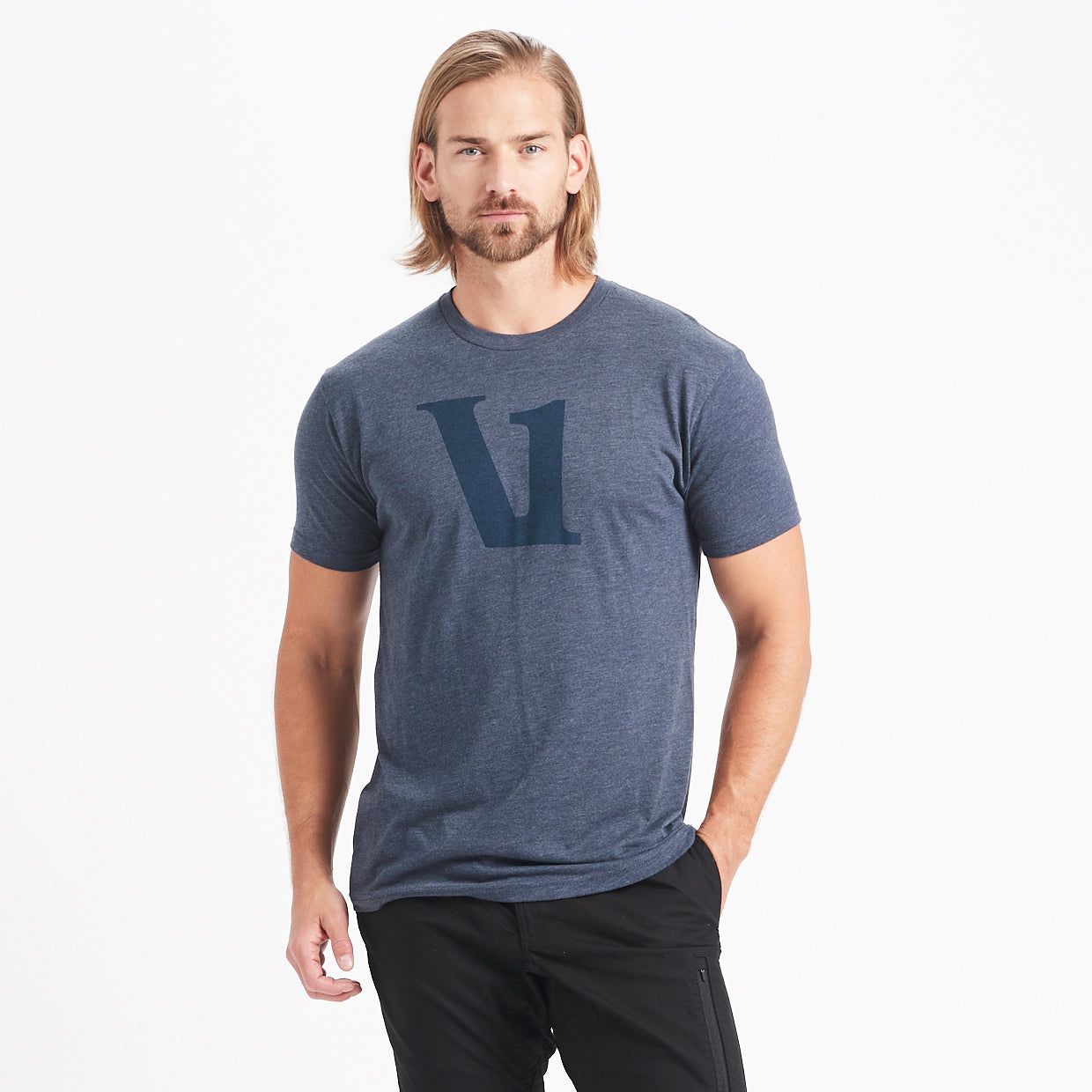 V1 Logo Tee | Navy Heather sold by Vuori product image thumbnail 2