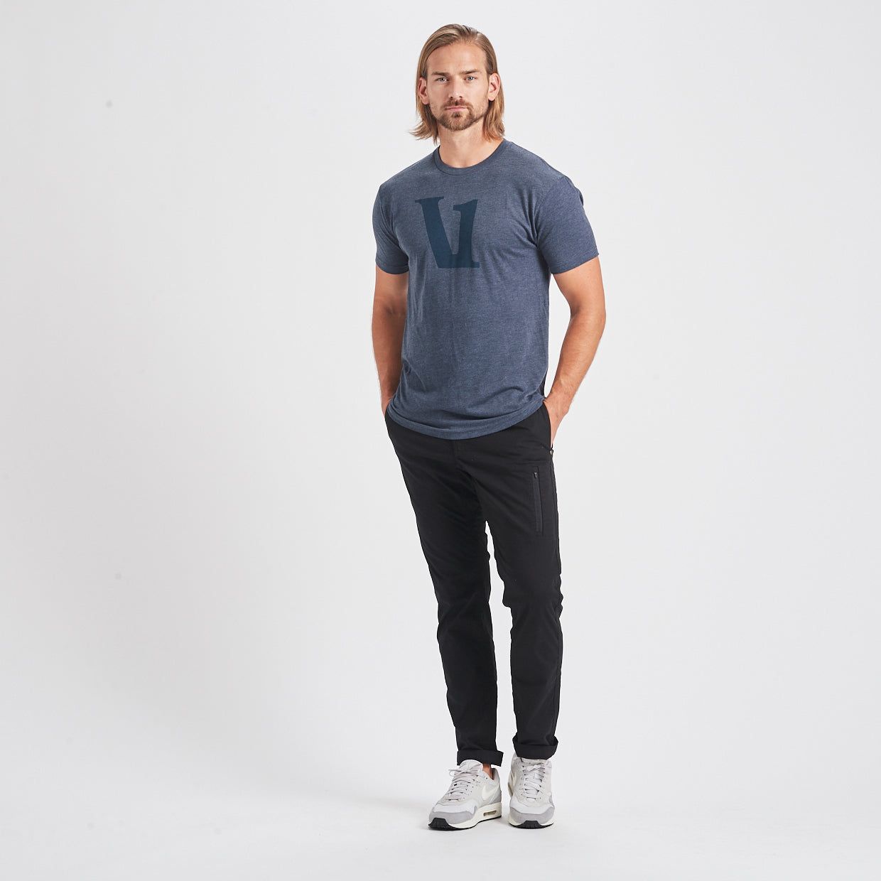 V1 Logo Tee | Navy Heather sold by Vuori product image thumbnail 3