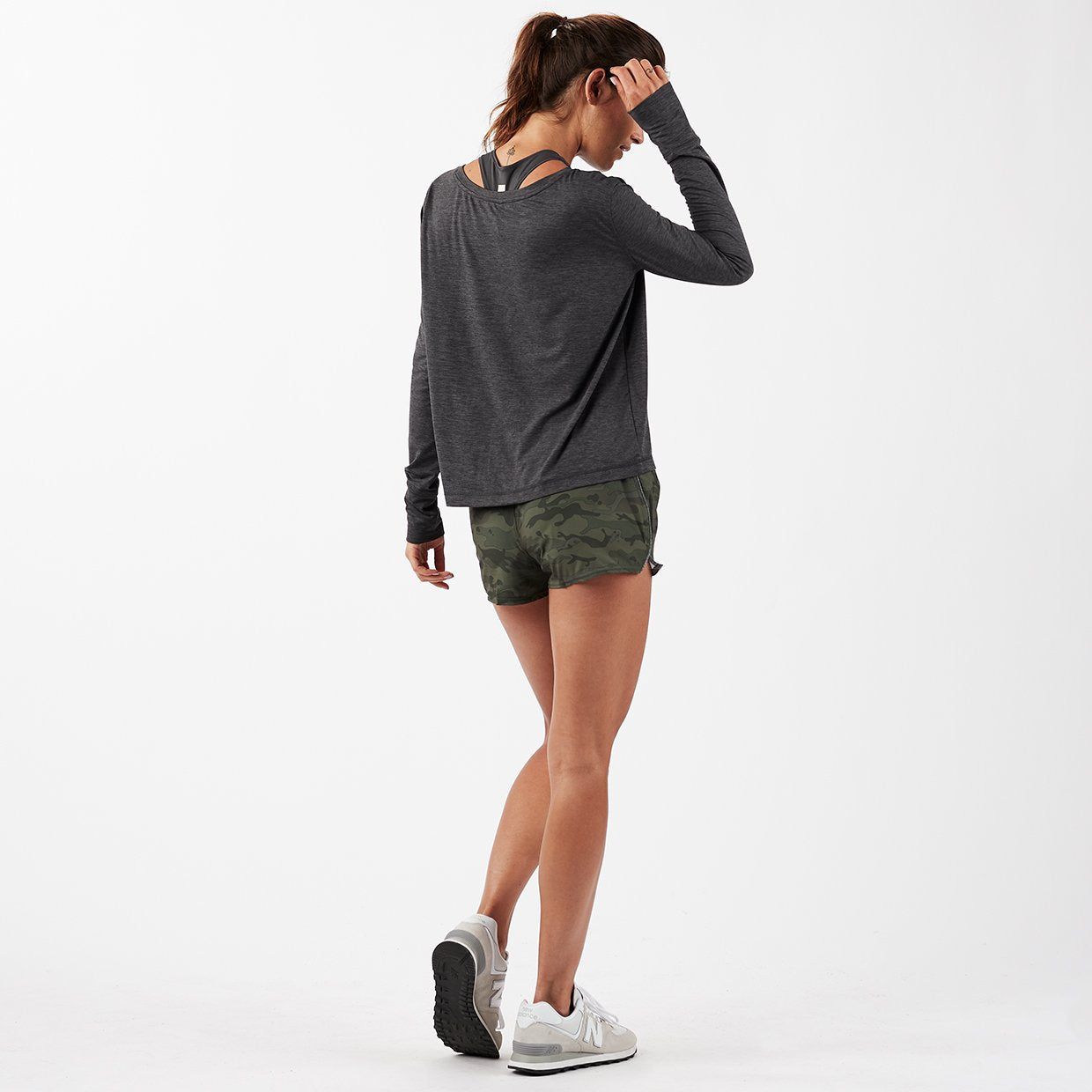 Lux Performance Long Sleeve Tee | Charcoal Heather sold by Vuori product image thumbnail 3
