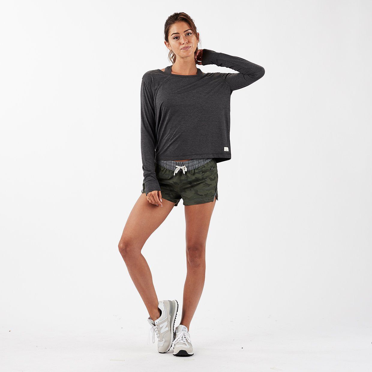 Lux Performance Long Sleeve Tee | Charcoal Heather sold by Vuori