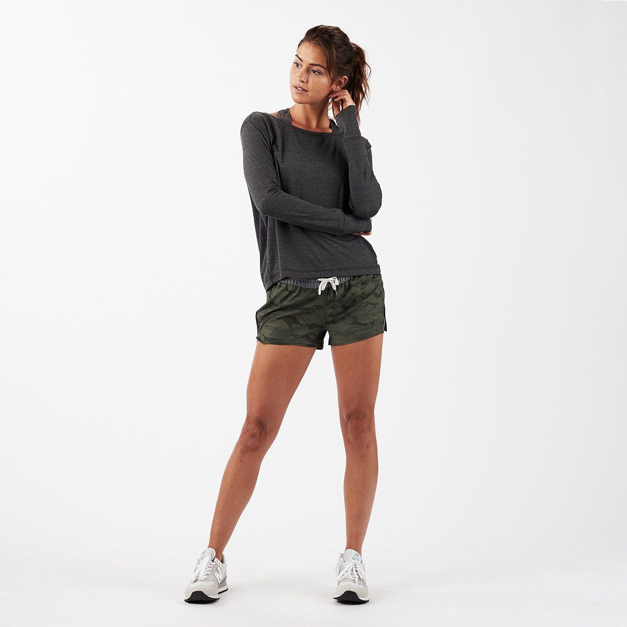 Lux Performance Long Sleeve Tee | Charcoal Heather sold by Vuori product image thumbnail 2