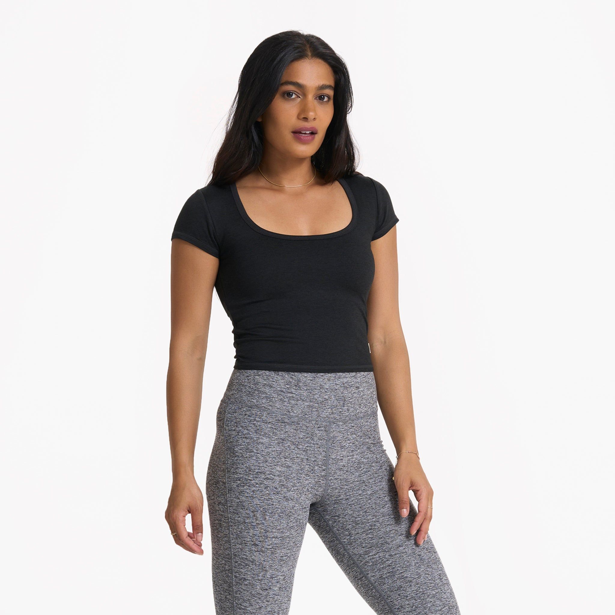 Short Sleeve Halo Crop | Black Heather sold by Vuori product image thumbnail 2