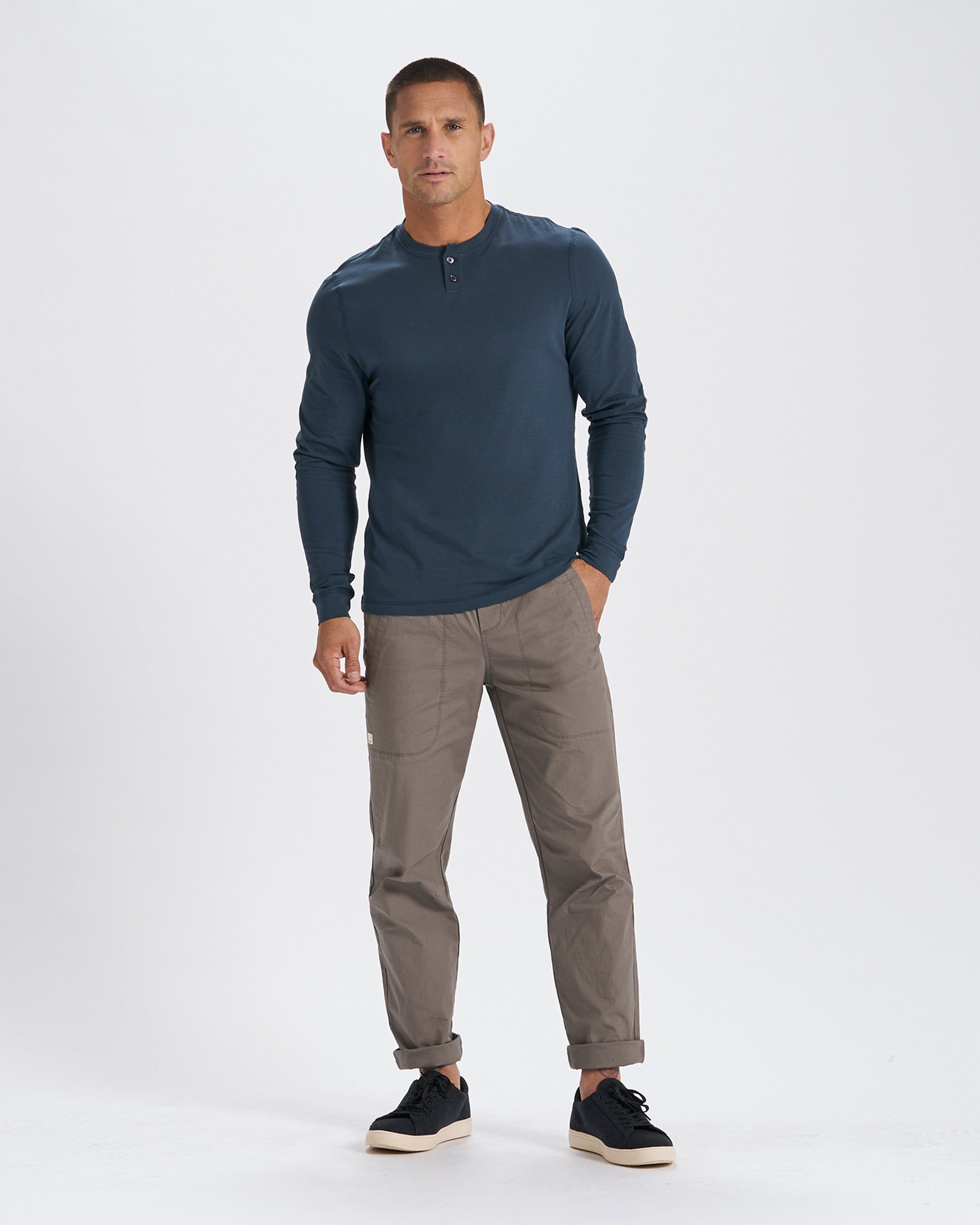 Long-Sleeve Ever Henley | Indigo sold by Vuori product image thumbnail 4