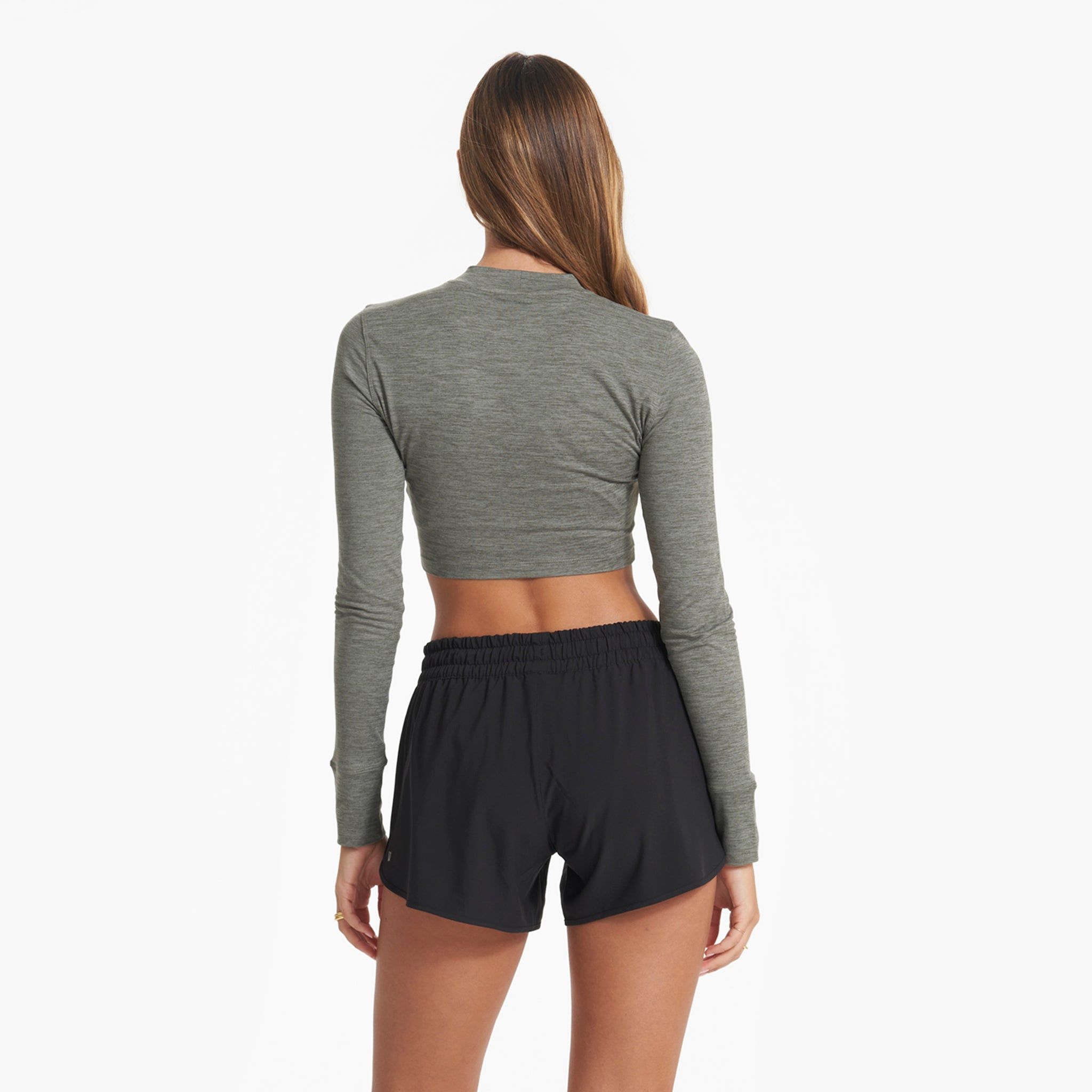 Long-Sleeve Lux Crop Tee | Dusty Pine Heather sold by Vuori product image thumbnail 4