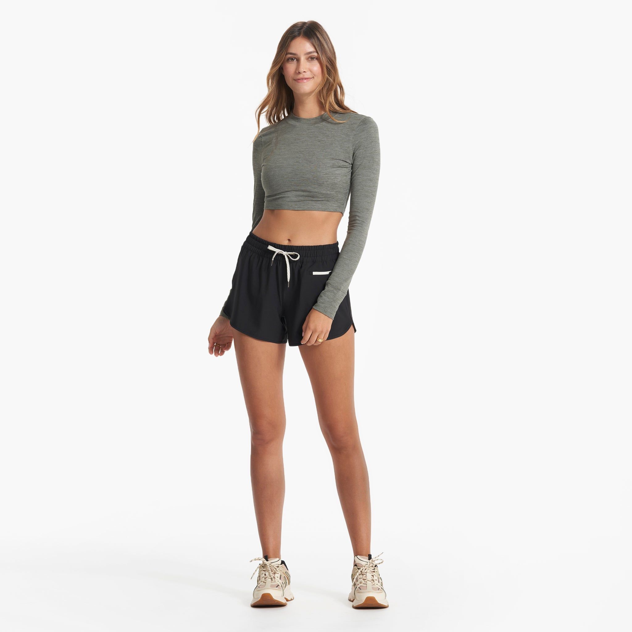 Long-Sleeve Lux Crop Tee | Dusty Pine Heather sold by Vuori product image thumbnail 5