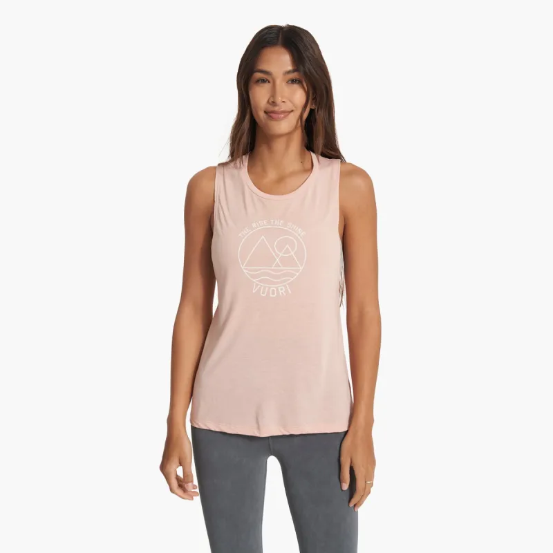The Rise The Shine Tank | Peach Heather sold by Vuori