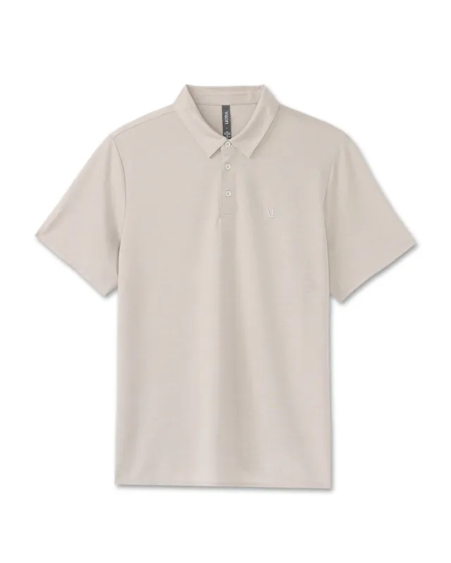 Knit Twill Polo | Beachsand Heather made by Vuori