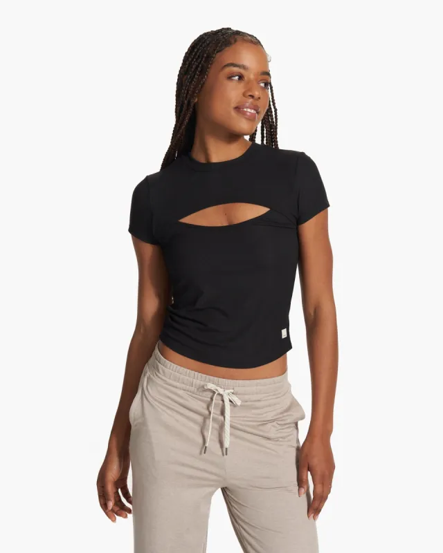 Cove Cut Out Tee | Black sold by Vuori