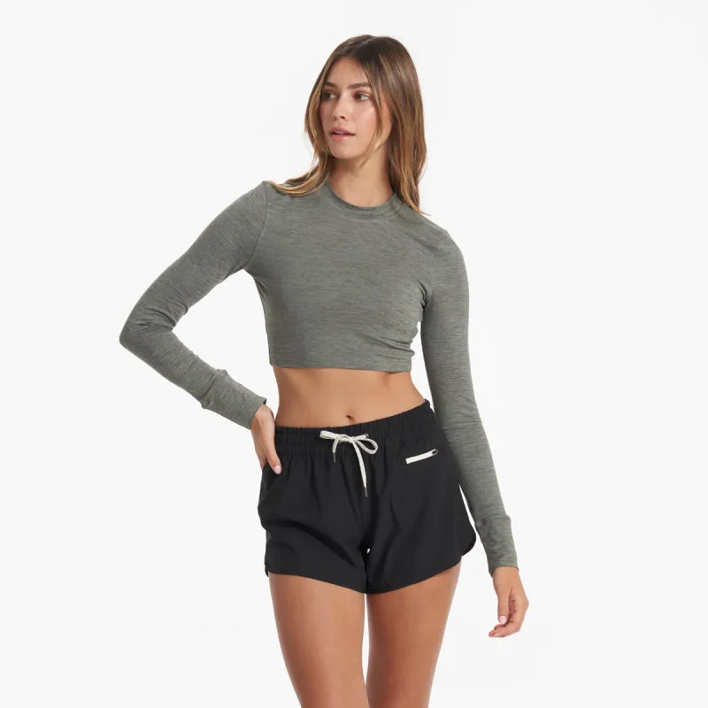 Long-Sleeve Lux Crop Tee | Dusty Pine Heather made by Vuori