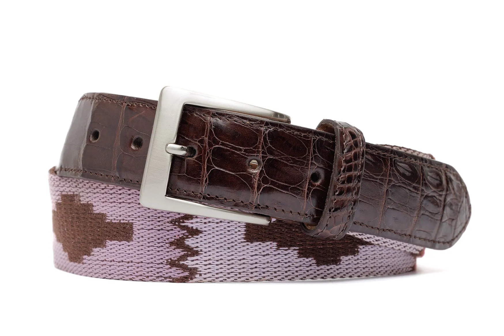 Santa Fe Tapestry Belt with Crocodile Tabs and Brushed Nickel Buckle sold by W. Kleinberg product image thumbnail 2