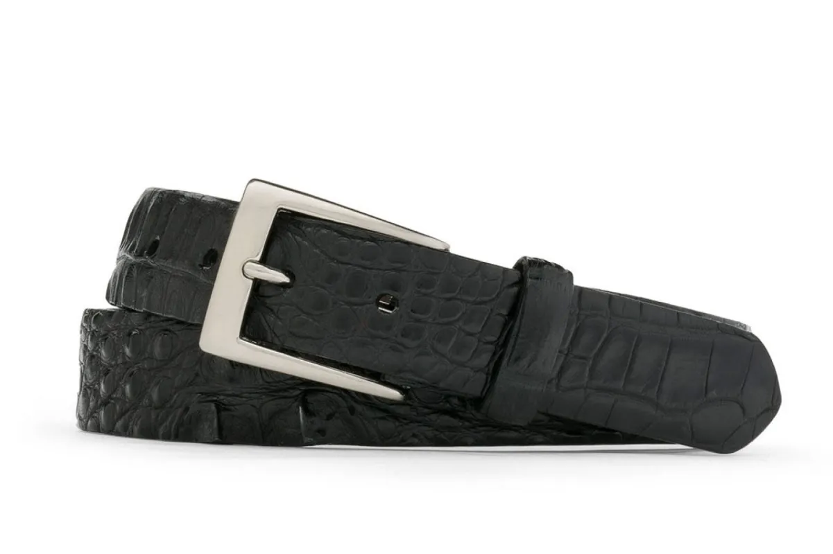 Hornback Alligator Tail Belt with Brushed Nickel Buckle sold by W. Kleinberg