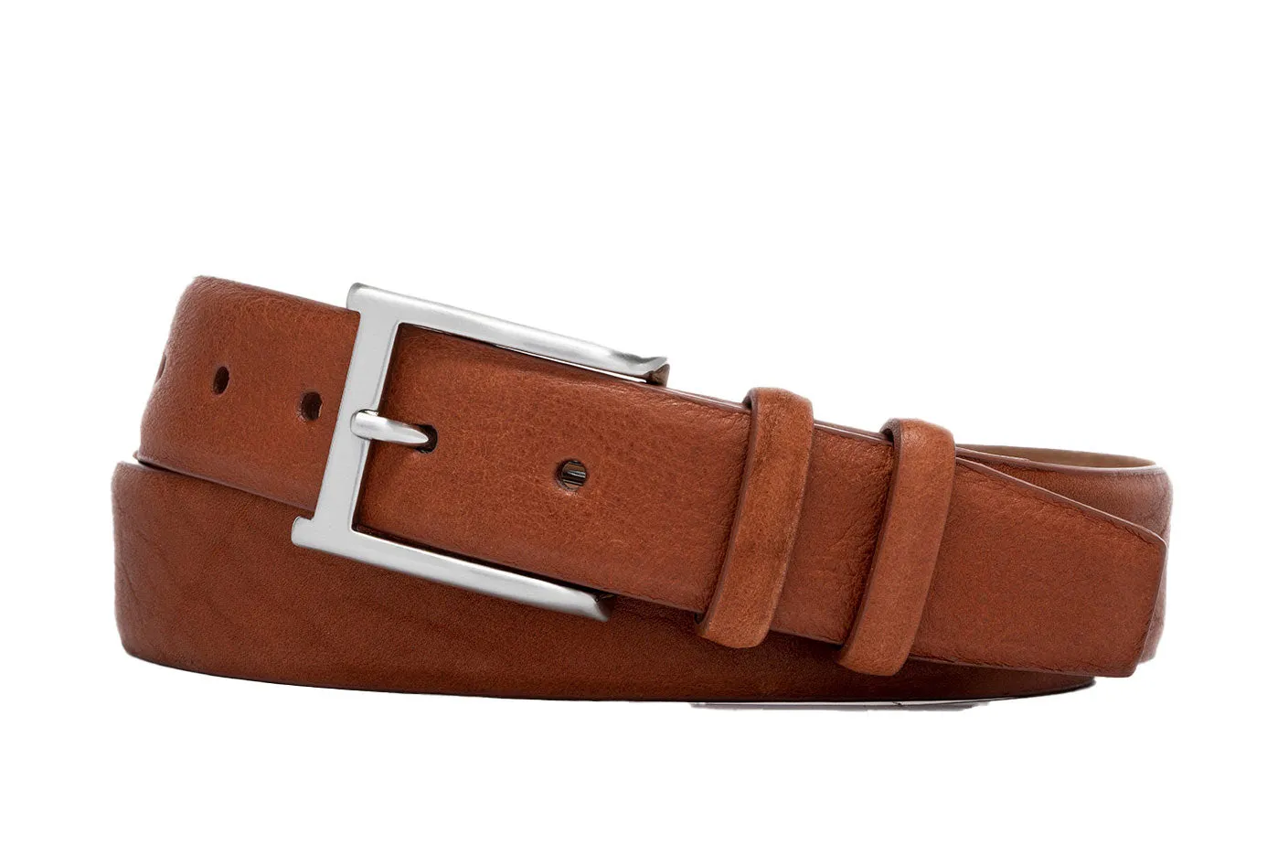 Pebbled Bison Belt with Brushed Nickel Buckle sold by W. Kleinberg product image thumbnail 3