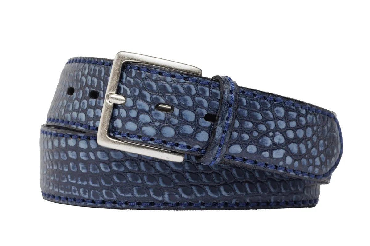 Buffed Italian Alligator Belt with Antique Silver Buckle sold by W. Kleinberg