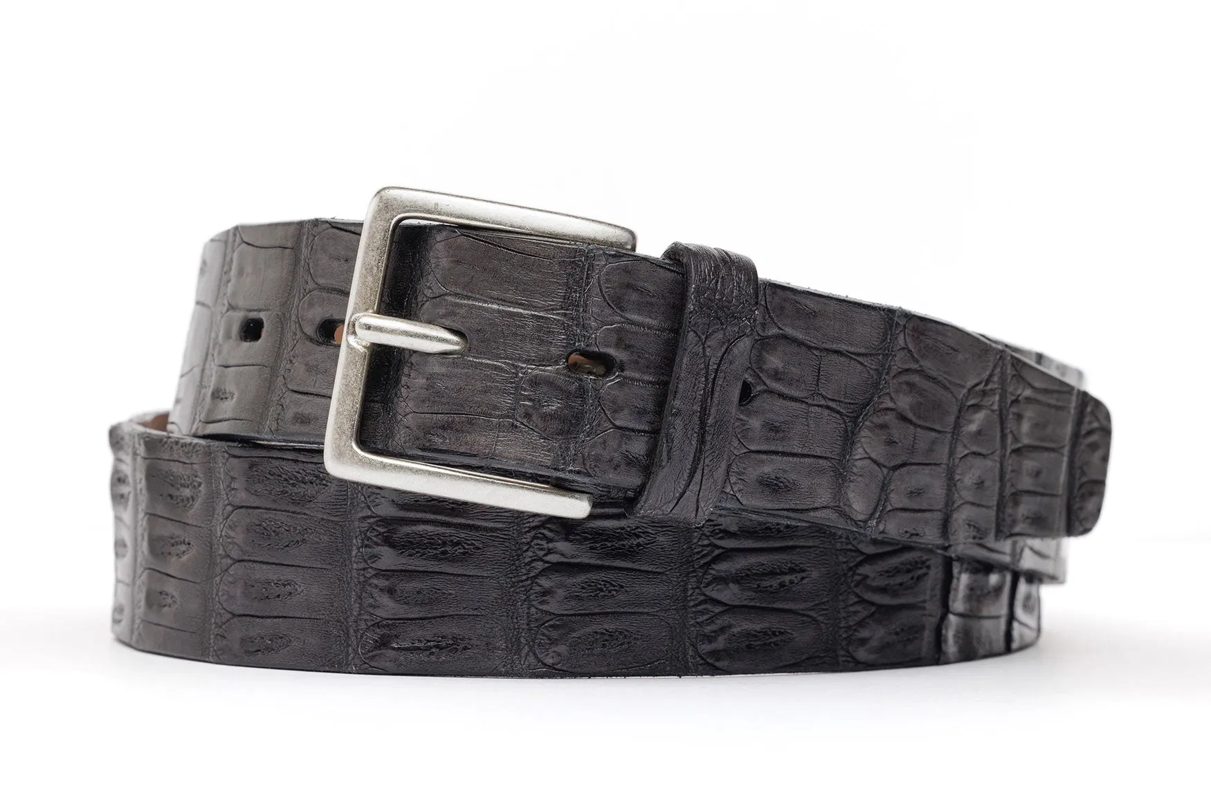 Crocodile Tail Belt with Antique Silver Buckle sold by W. Kleinberg product image thumbnail 2