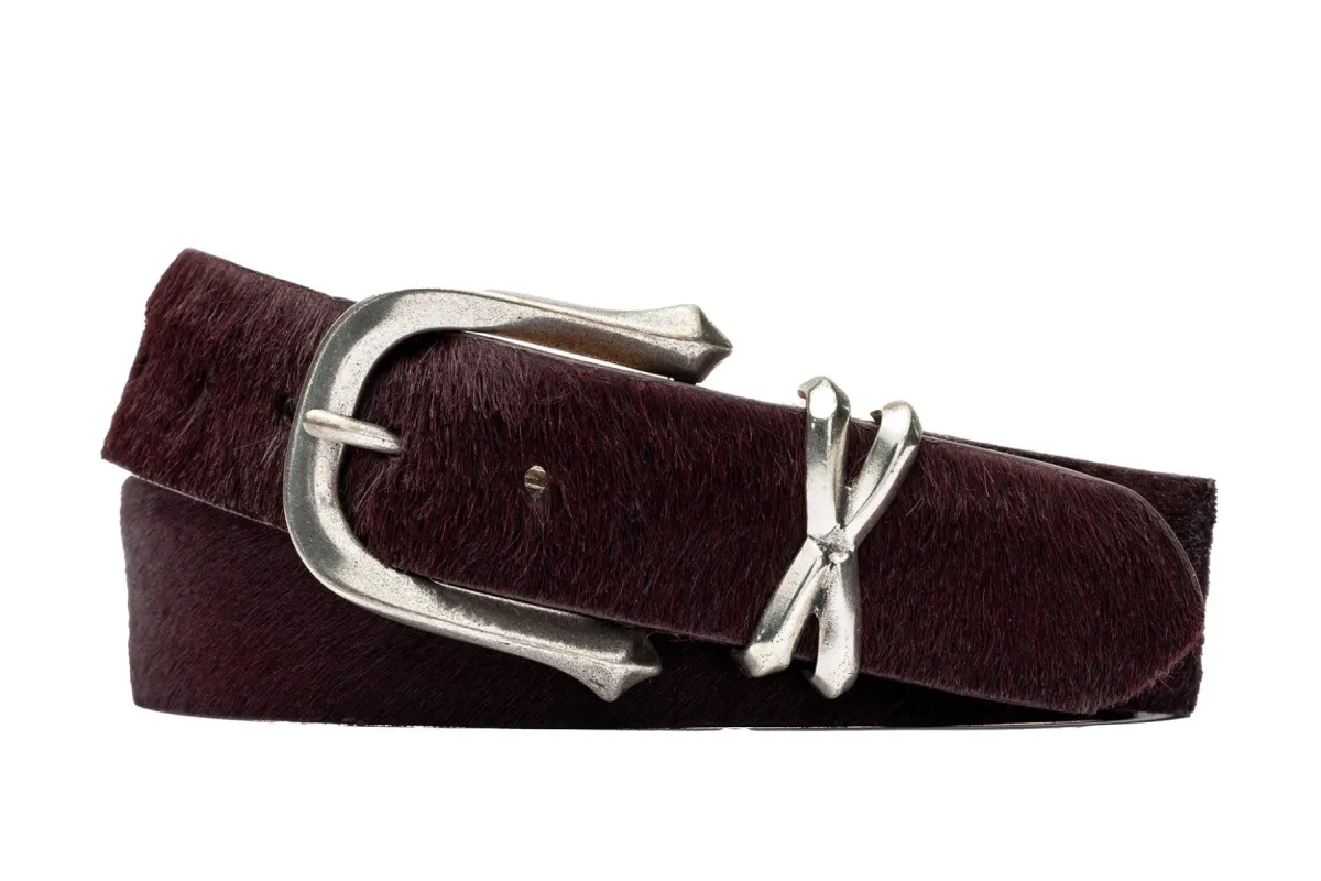 Hair Calf Belt with Antique Nickel Buckle and Keeper Set sold by W. Kleinberg