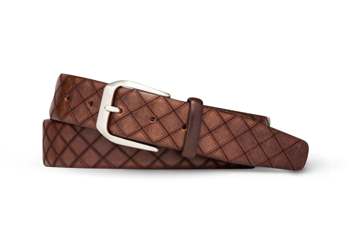 Italian Diamond Calf Belt with Brushed Nickel Buckle sold by W. Kleinberg