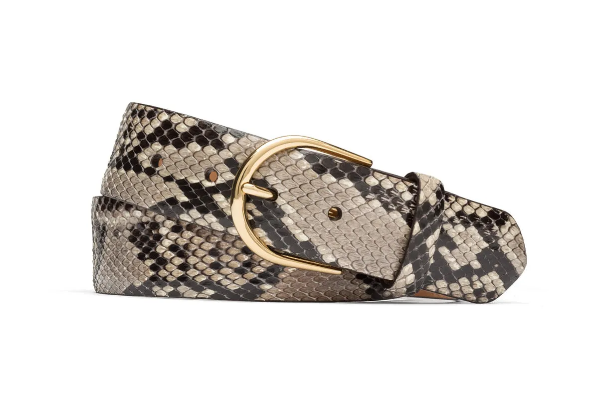 Python Belt with Brushed Gold Buckle sold by W. Kleinberg