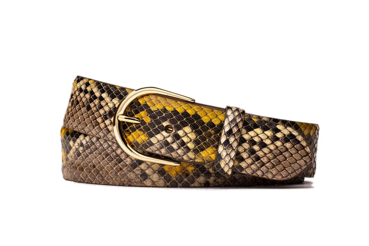 Python Belt with Brushed Gold Buckle sold by W. Kleinberg product image thumbnail 2