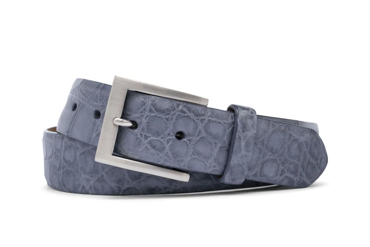 1" Matte American Alligator Belt with Brushed Nickel and Gold Buckles sold by W. Kleinberg product image thumbnail 4