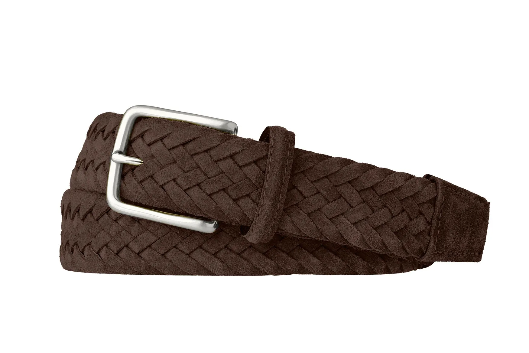 Braided Suede Belt with Brushed Nickel Buckle sold by W. Kleinberg