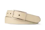 Reversible Pebbled Calf and Embossed Crocodile Belt with Nickel Buckle sold by W. Kleinberg