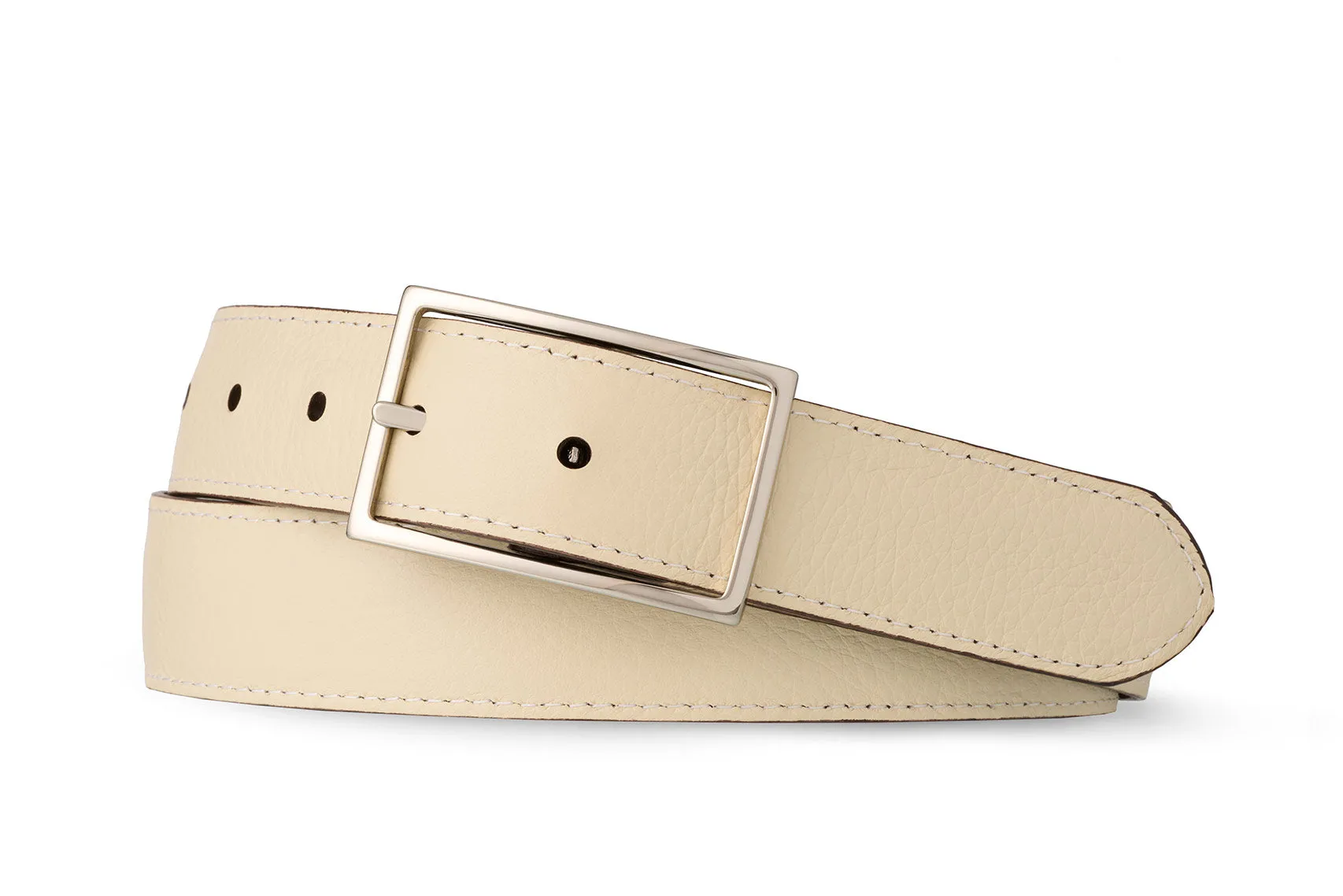 Reversible Pebbled Calf and Embossed Crocodile Belt with Nickel Buckle sold by W. Kleinberg product image thumbnail 2
