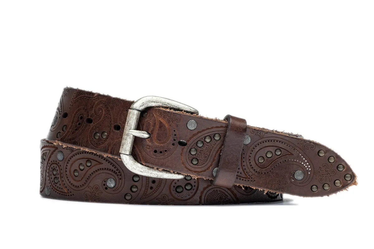 Italian Rivet Calf with Distressed Nickel Buckle sold by W. Kleinberg