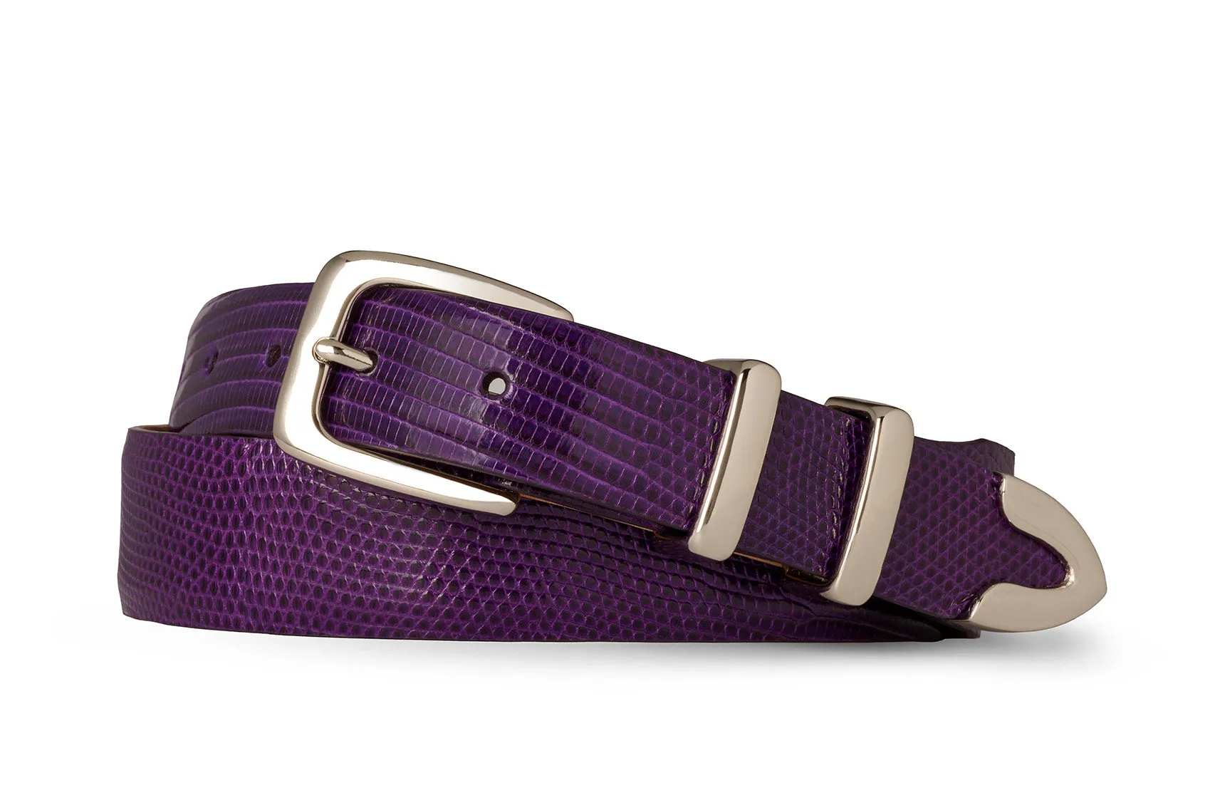 Tapered Lizard Golf Belt with Nickel Tip Set Buckle sold by W. Kleinberg product image thumbnail 3