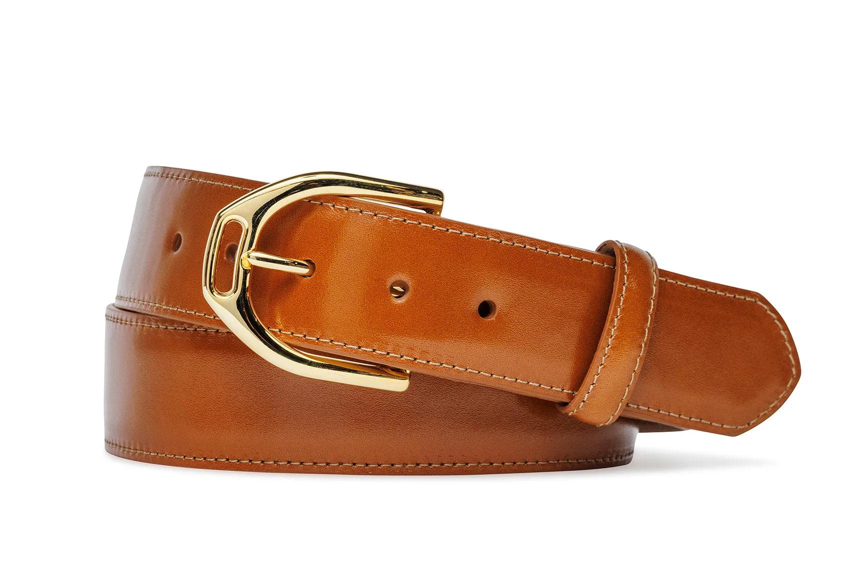 Glazed Calf Belt with Nickel or Gold Stirrup Buckle sold by W. Kleinberg product image thumbnail 3