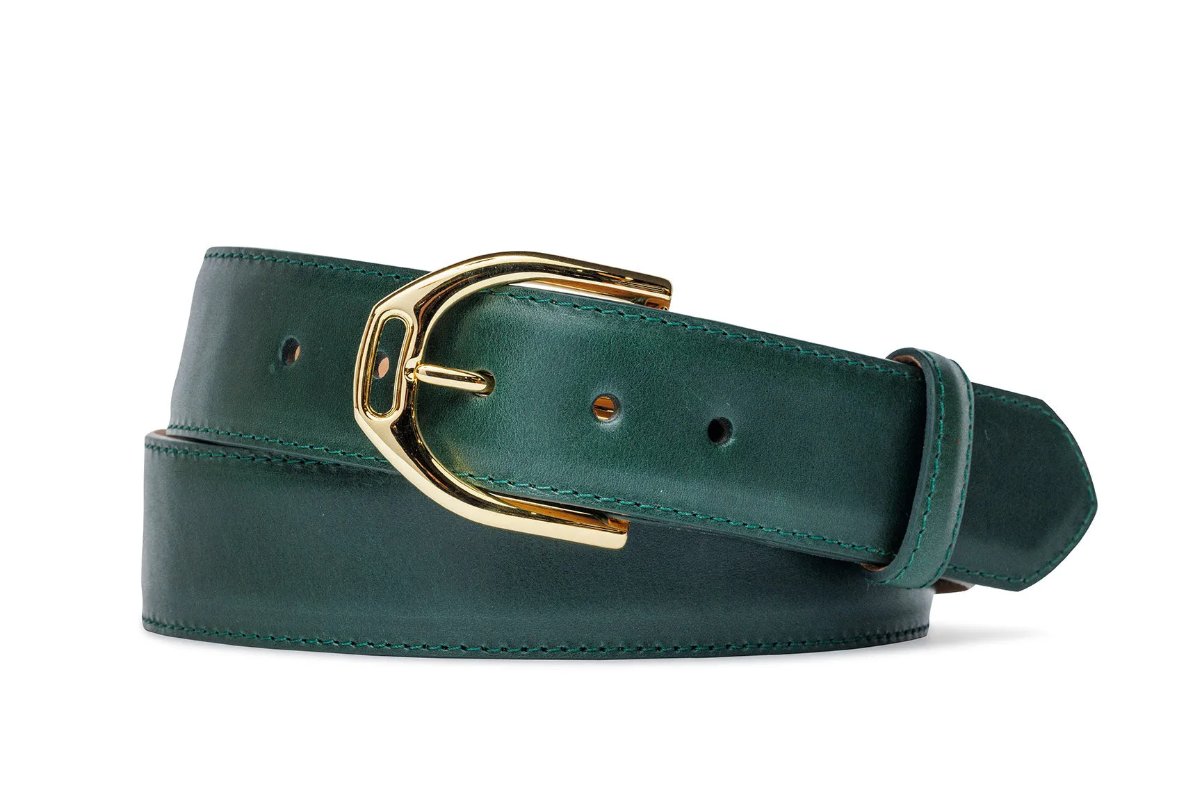 Glazed Calf Belt with Nickel or Gold Stirrup Buckle sold by W. Kleinberg product image thumbnail 2