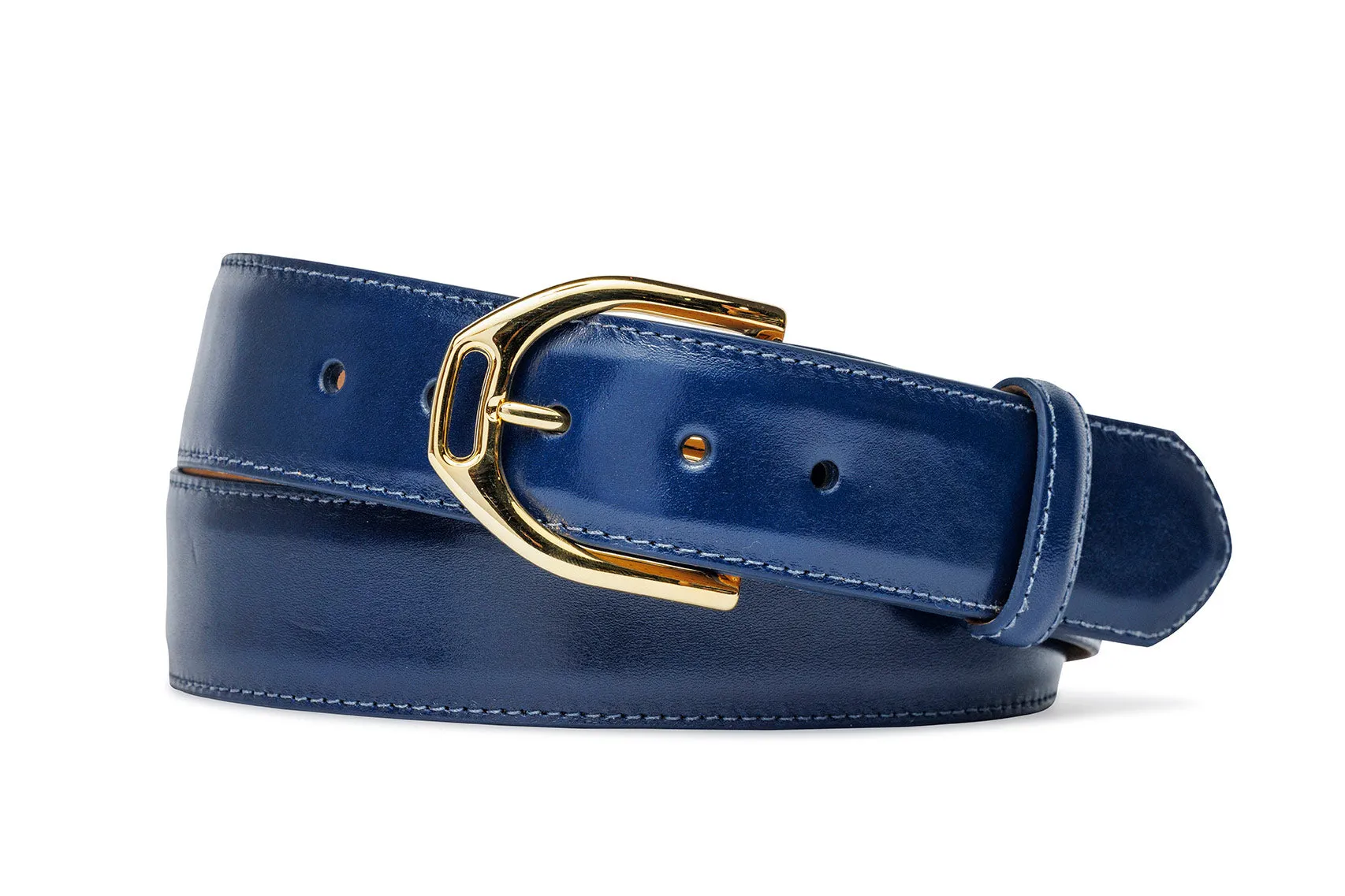 Glazed Calf Belt with Nickel or Gold Stirrup Buckle sold by W. Kleinberg product image thumbnail 4
