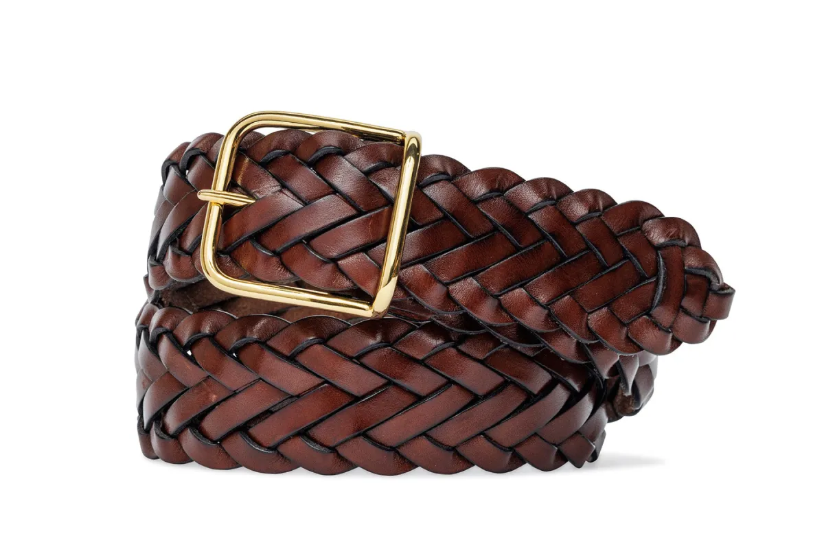 Classic Braided Belt with Gold Buckle sold by W. Kleinberg