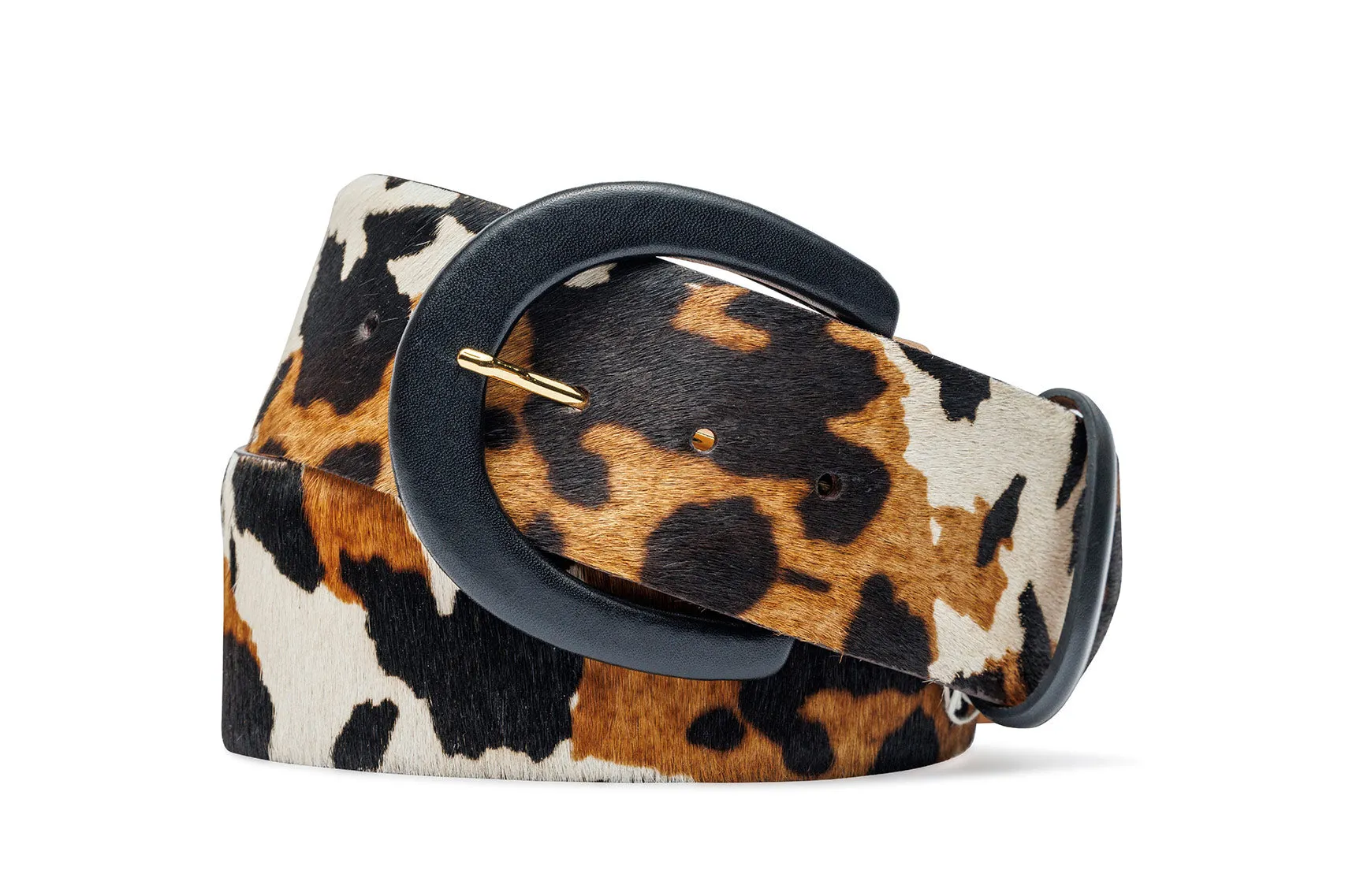 Fashion Black Wide Calf Hair Belt with Covered Buckle sold by W. Kleinberg