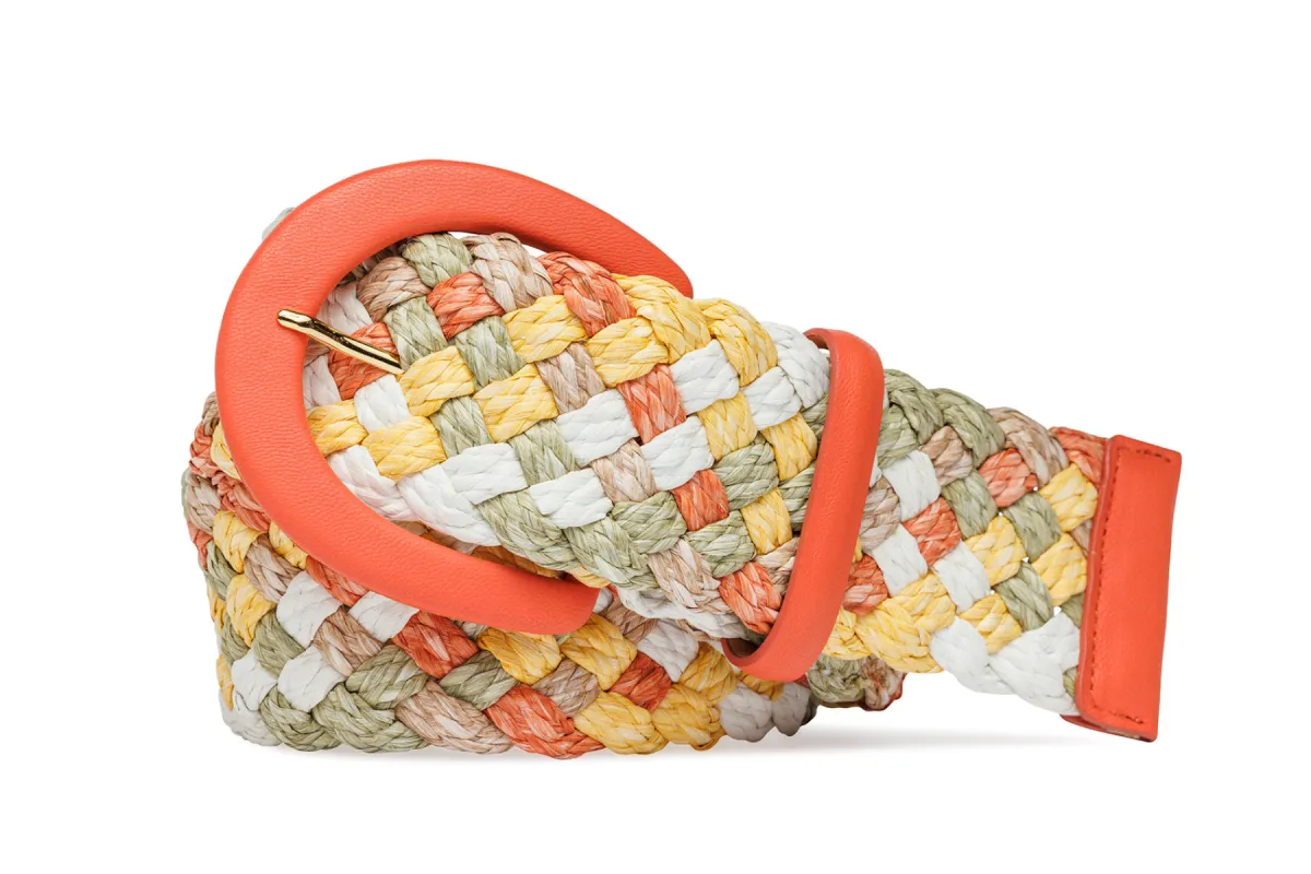 Wide Woven Straw Belt with Covered Buckle sold by W. Kleinberg