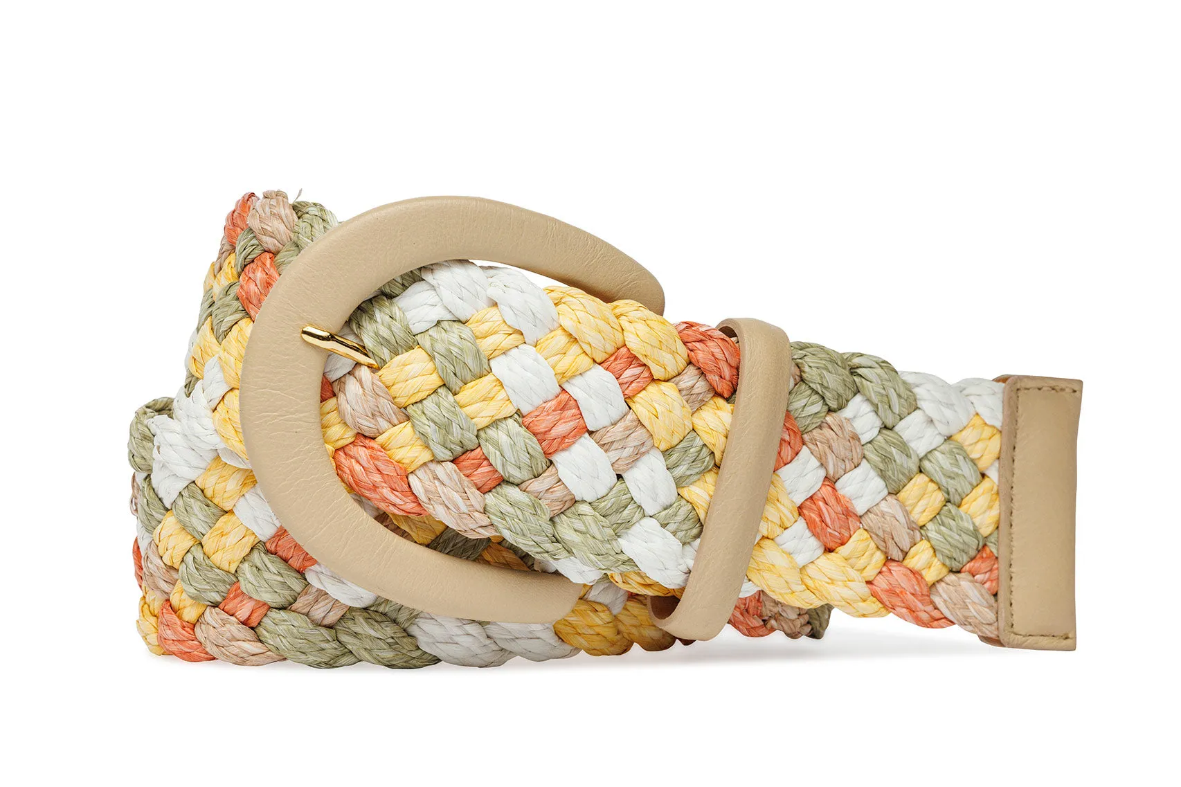 Wide Woven Straw Belt with Covered Buckle sold by W. Kleinberg product image thumbnail 2