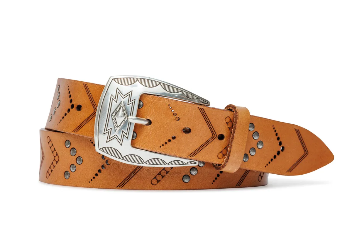 Arrow Studded Calf Belt with Antique Silver Buckle made by W. Kleinberg