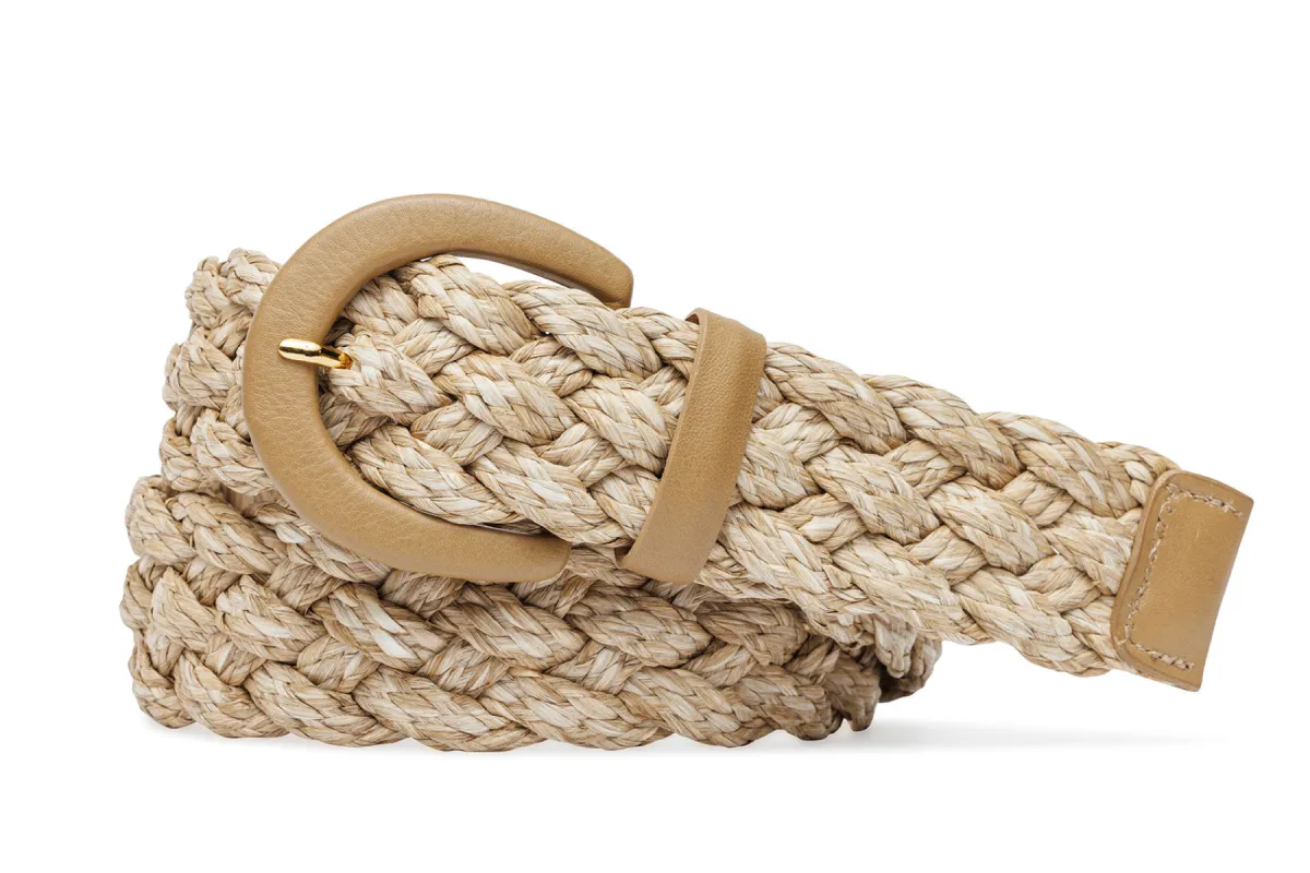 Woven Straw Belt with Covered Buckle sold by W. Kleinberg