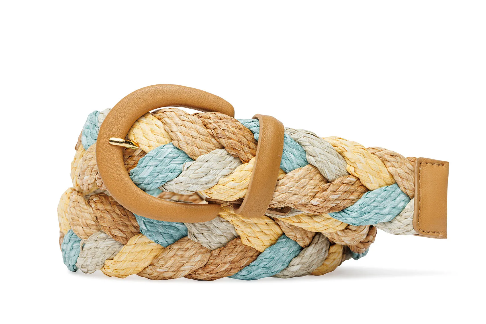 Woven Straw Belt with Covered Buckle sold by W. Kleinberg