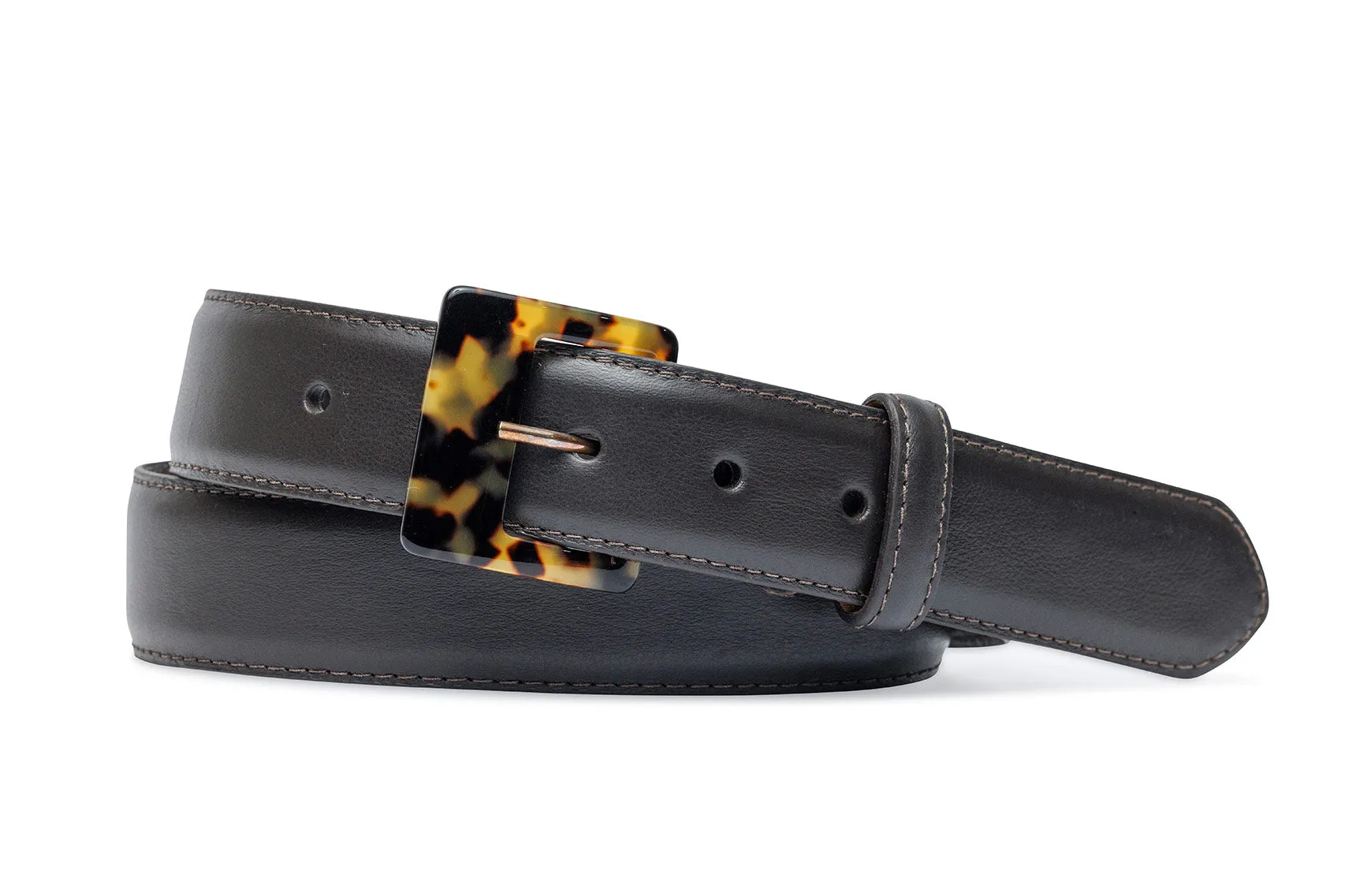 Soft Construction Luscious Calf Belt with Tortoise Buckle sold by W. Kleinberg product image thumbnail 2