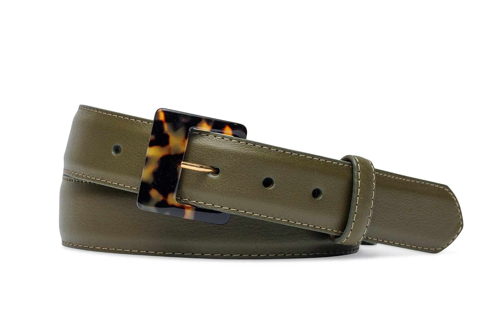Soft Construction Luscious Calf Belt with Tortoise Buckle sold by W. Kleinberg product image thumbnail 3