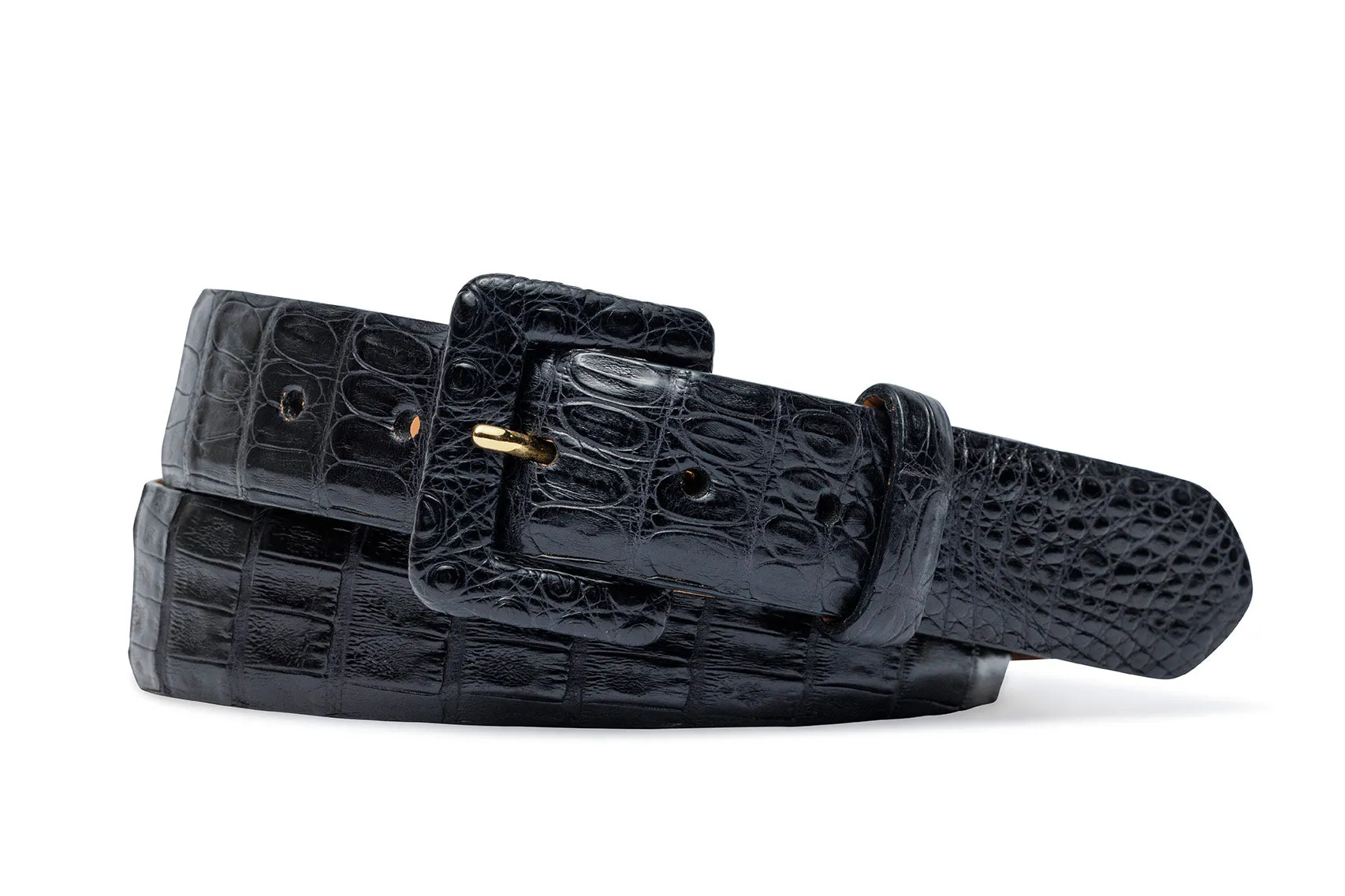 Caiman Crocodile Belt with Covered Buckle sold by W. Kleinberg