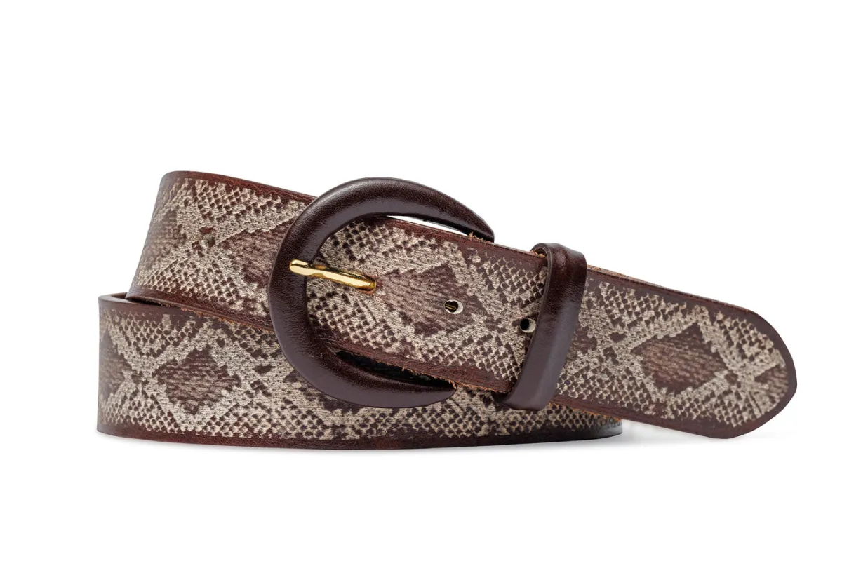 Italian Snake Calf Belt with Covered Buckle sold by W. Kleinberg